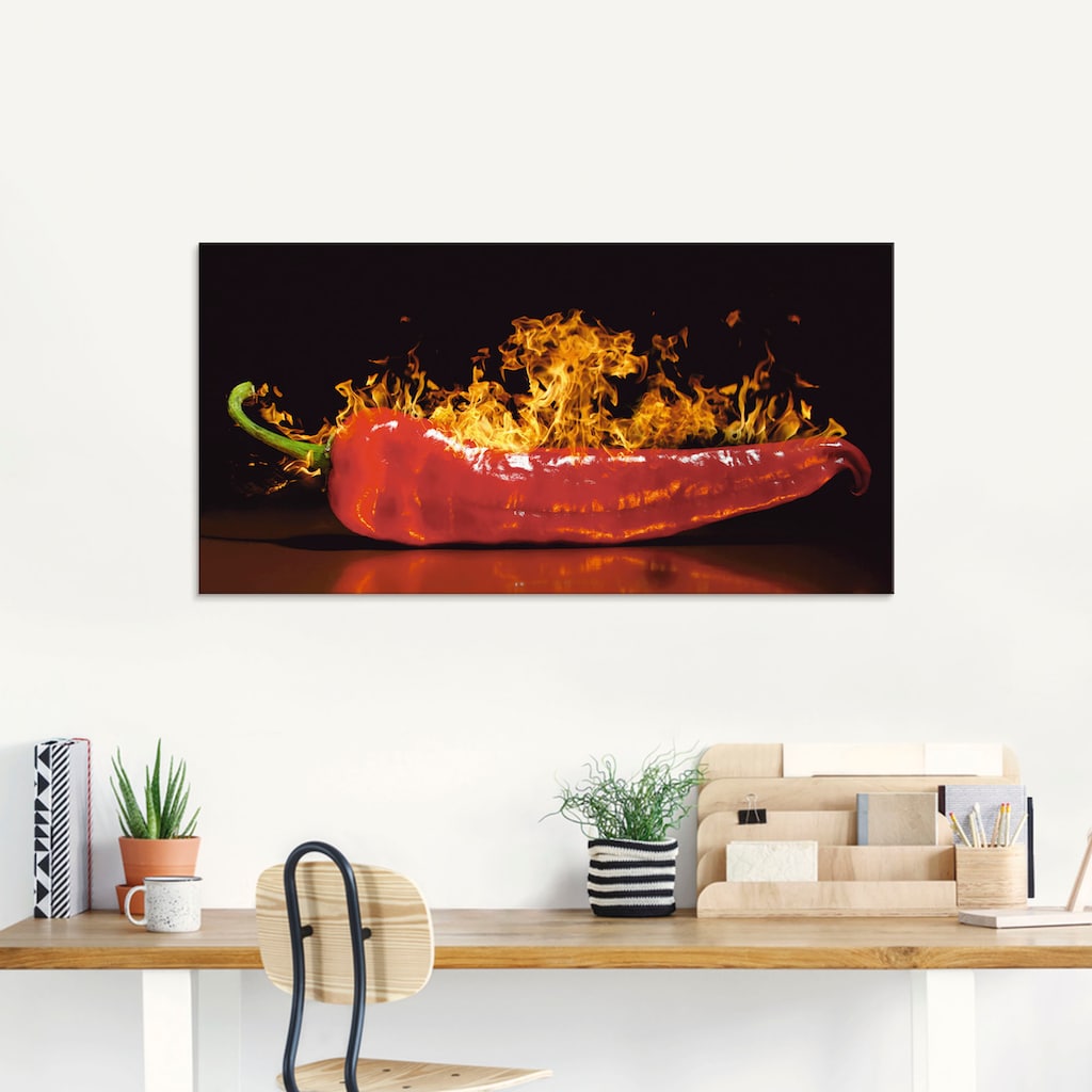 Artland Glasbild »Roter scharfer Chilipfeffer«, Lebensmittel, (1 St.)
