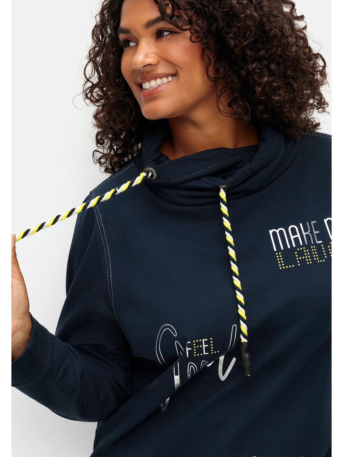 BAUR | elastischer kaufen aus online Größen«, Baumwolle Sweatshirt Sheego mit Wordingprint, »Große