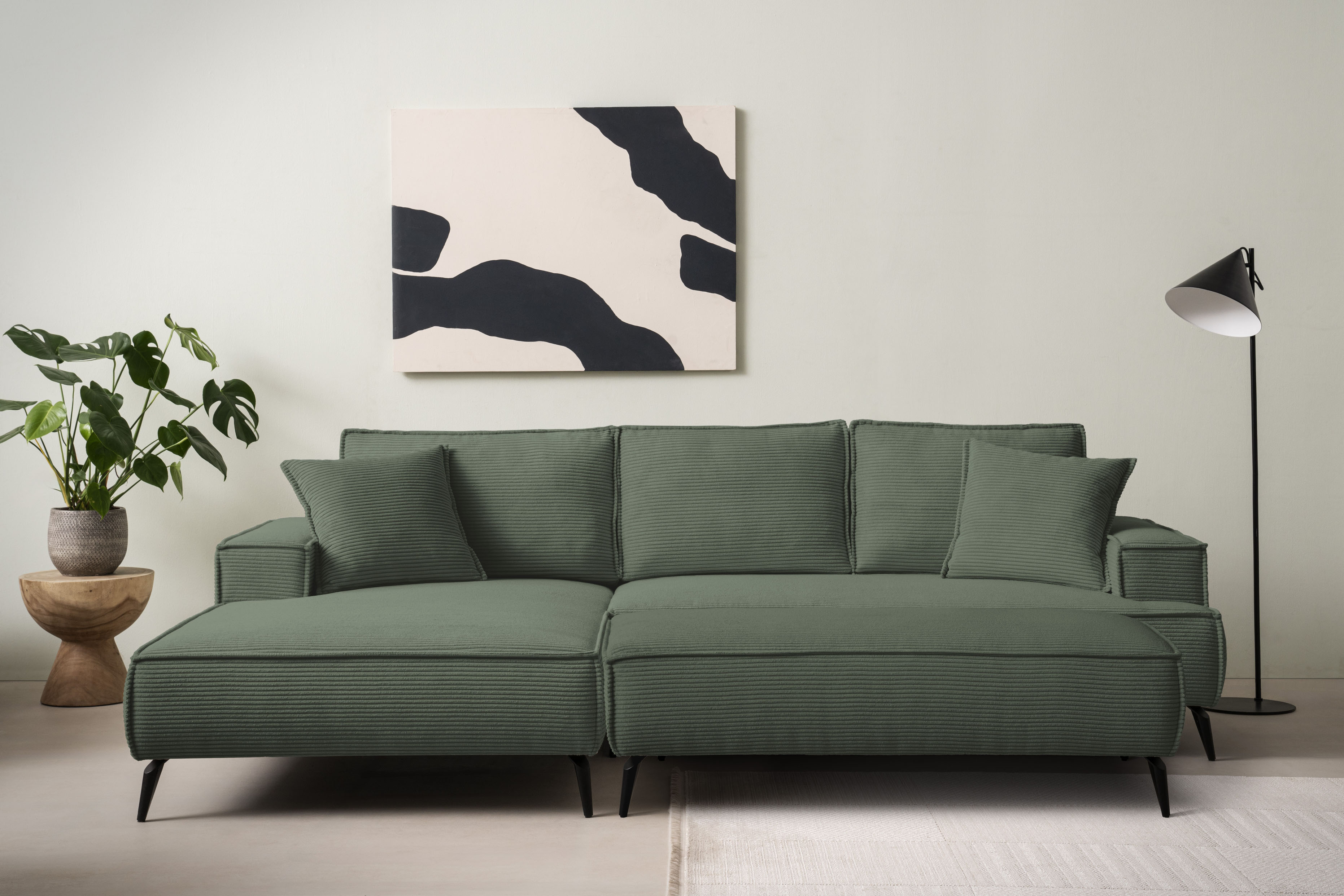 OTTO home Ecksofa "TVINNU Cord, L-Form, 275 cm, mit Hocker" stellbar zum Schlafsofa (Krokodilverbinder)