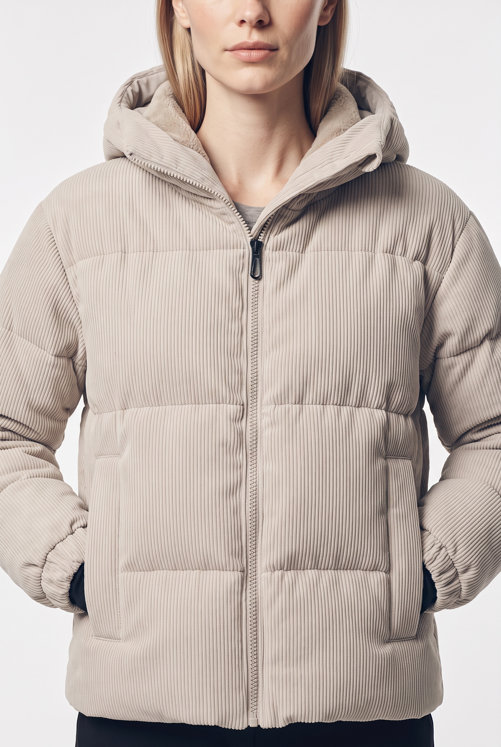 Cmp Damen Natur Cordjacke "Woman Jacket Fix Hood With Inner Gaiter" Mit Kapuze Oversize-Schnitt erhältlich in Größe L/M/S/XL/XS von Baur