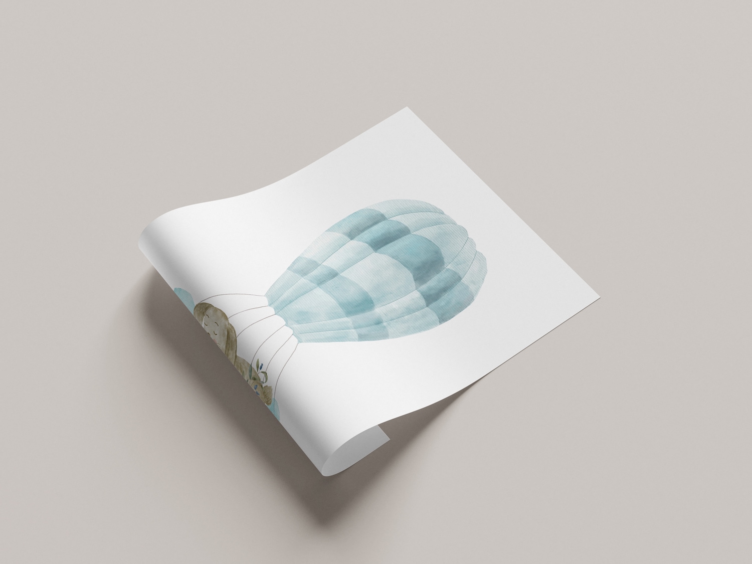 Lüttenhütt Bild mit Rahmen "oder Poster, Schlafender Hase in Heißluftballon günstig online kaufen