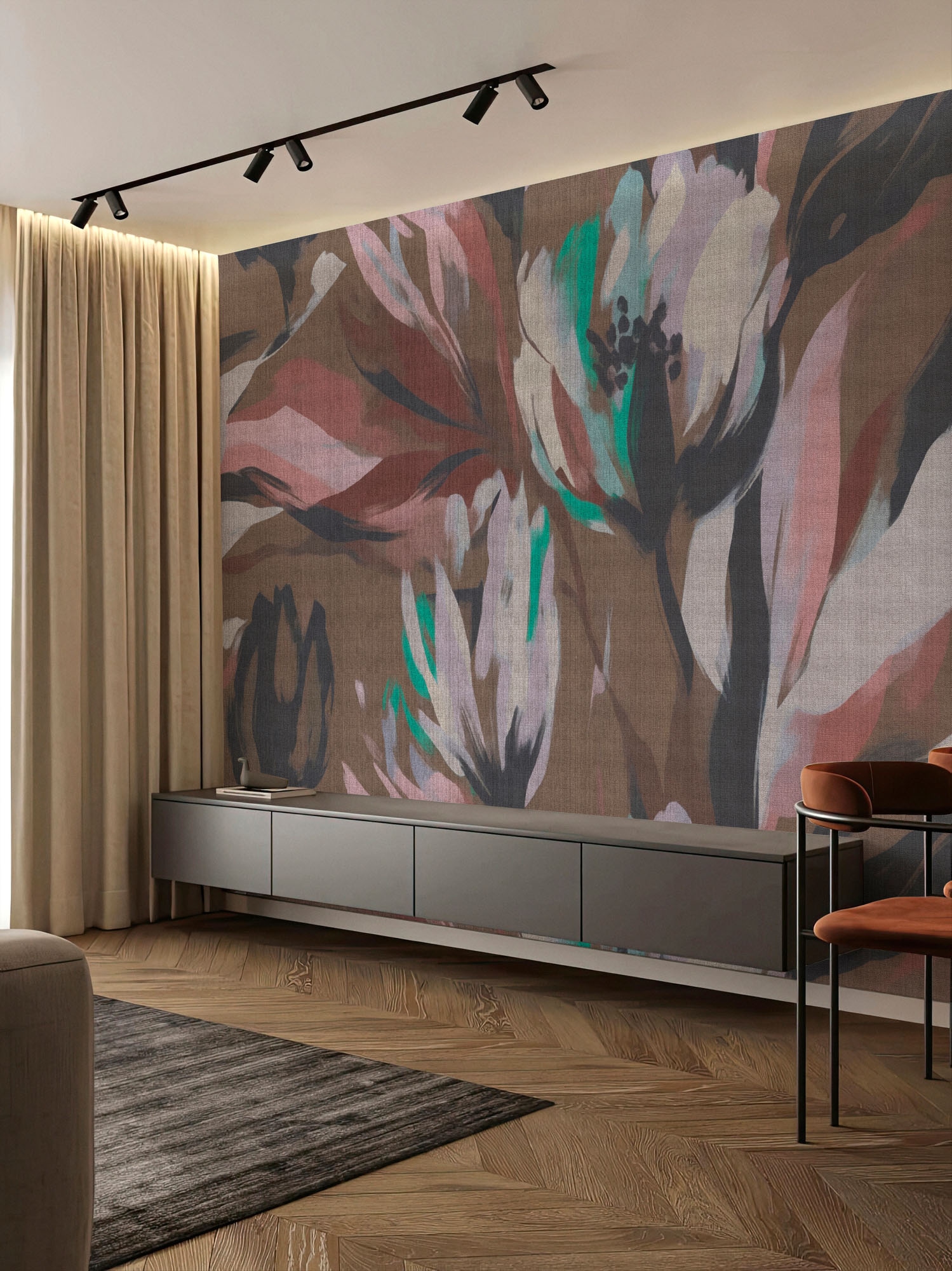 living walls Fototapete »Walls by Patel 5 Fototapete Florale Kunst« floral glatt Florale Kunst auf 200 g/m² Premium-Vlies