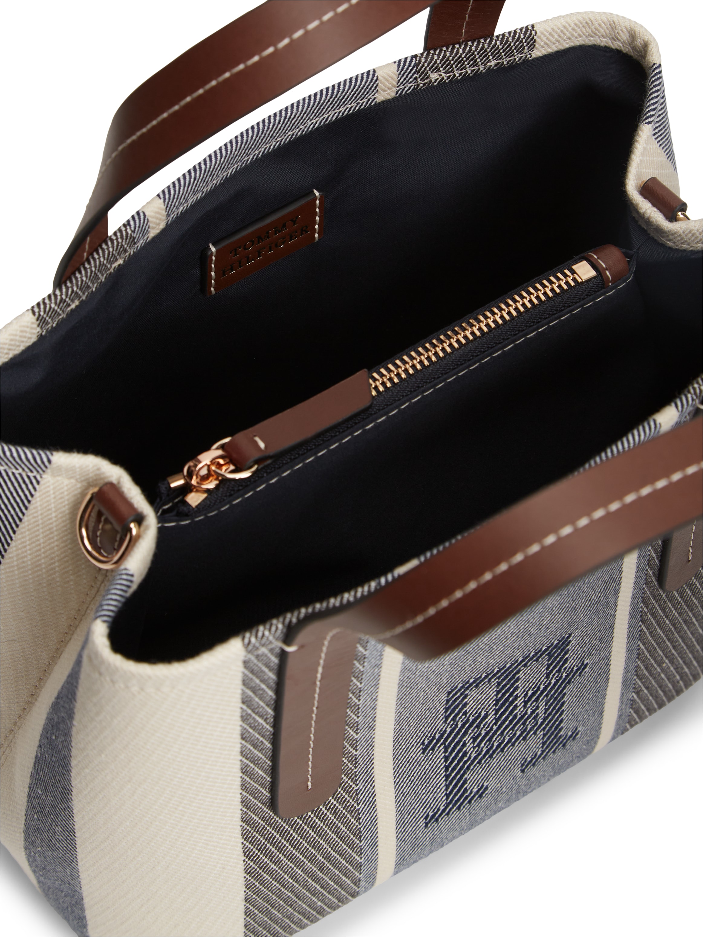 Tommy Hilfiger Henkeltasche »TH CITY MINI SATCHEL JACQUARD« Damen Handtasche, Umhängetasche mit Streifen, im Kontrast-Look