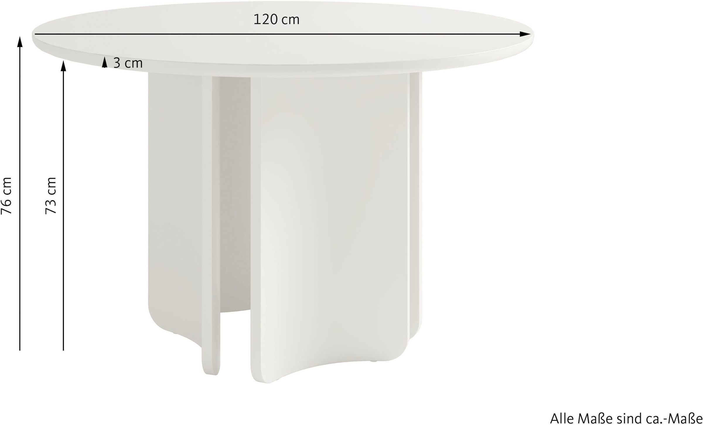 SCHÖNER WOHNEN-Kollektion Esstisch »HARSTAD« 1 Stk. tlg. 120 cm, mit variabel montierbarem Untergestell