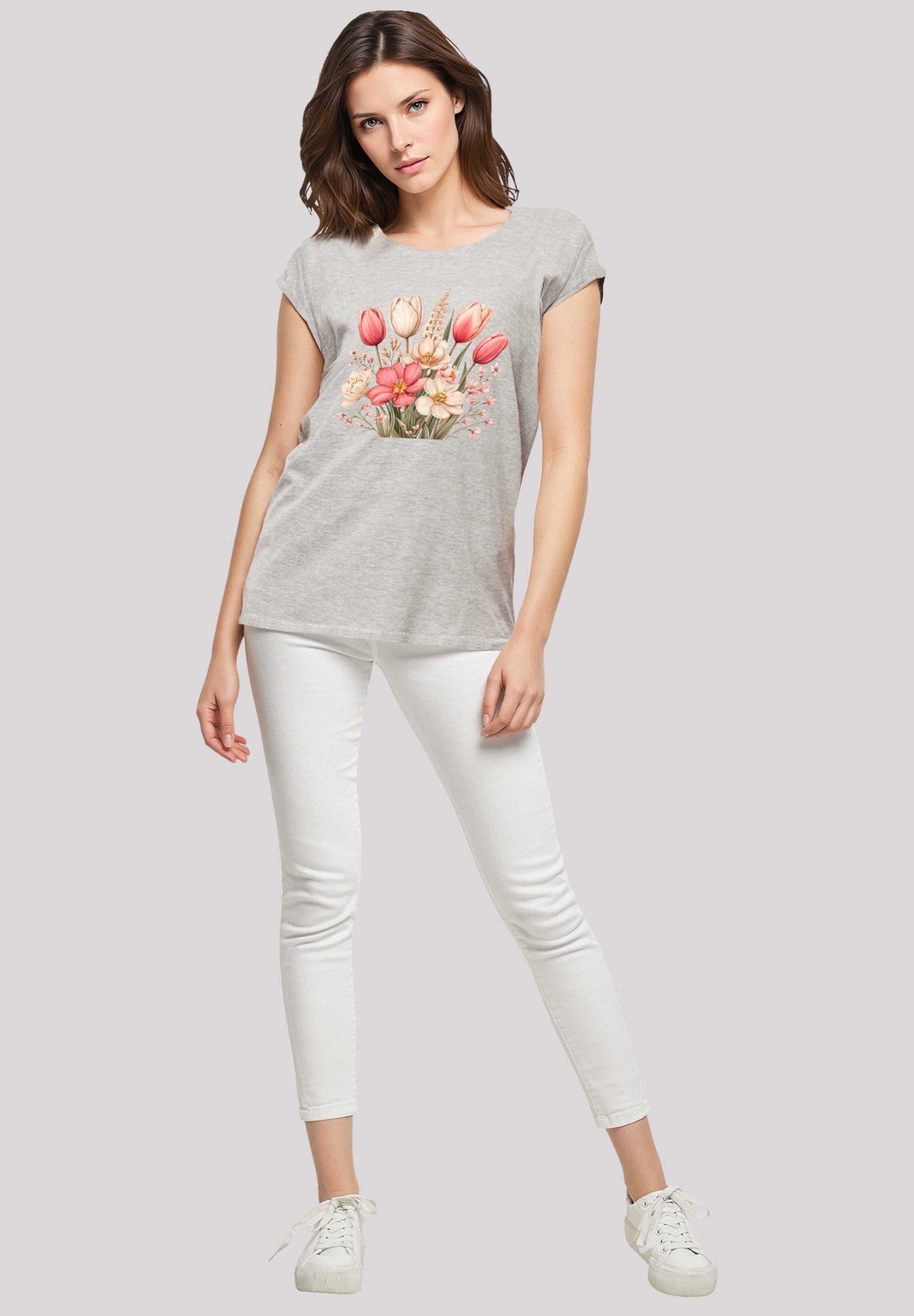 F4NT4STIC T-Shirt »Rosa weißer Frühlingsblumenstrauß«, Premium Qualität