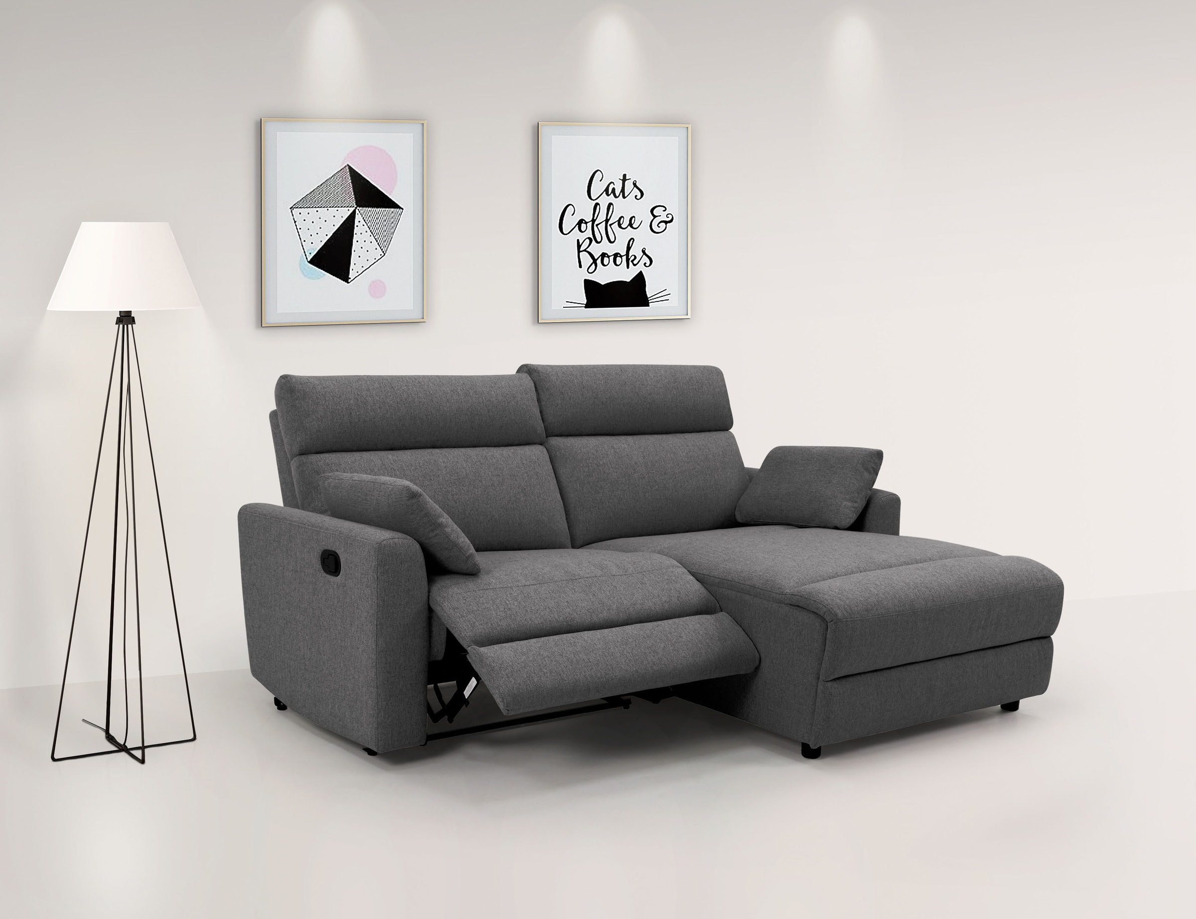 Ecksofa INOSIGN "JENNA L-Form, 209cm - OTTO. Verlässliche Qualität.", grau (anthrazit), B:209cm H:100,5cm T:163cm, Webstoff 100% Polyester, Sofas, Ecksofa, manuelle o. elektrische Relaxfunktion, USB A/C, Struktur fein.