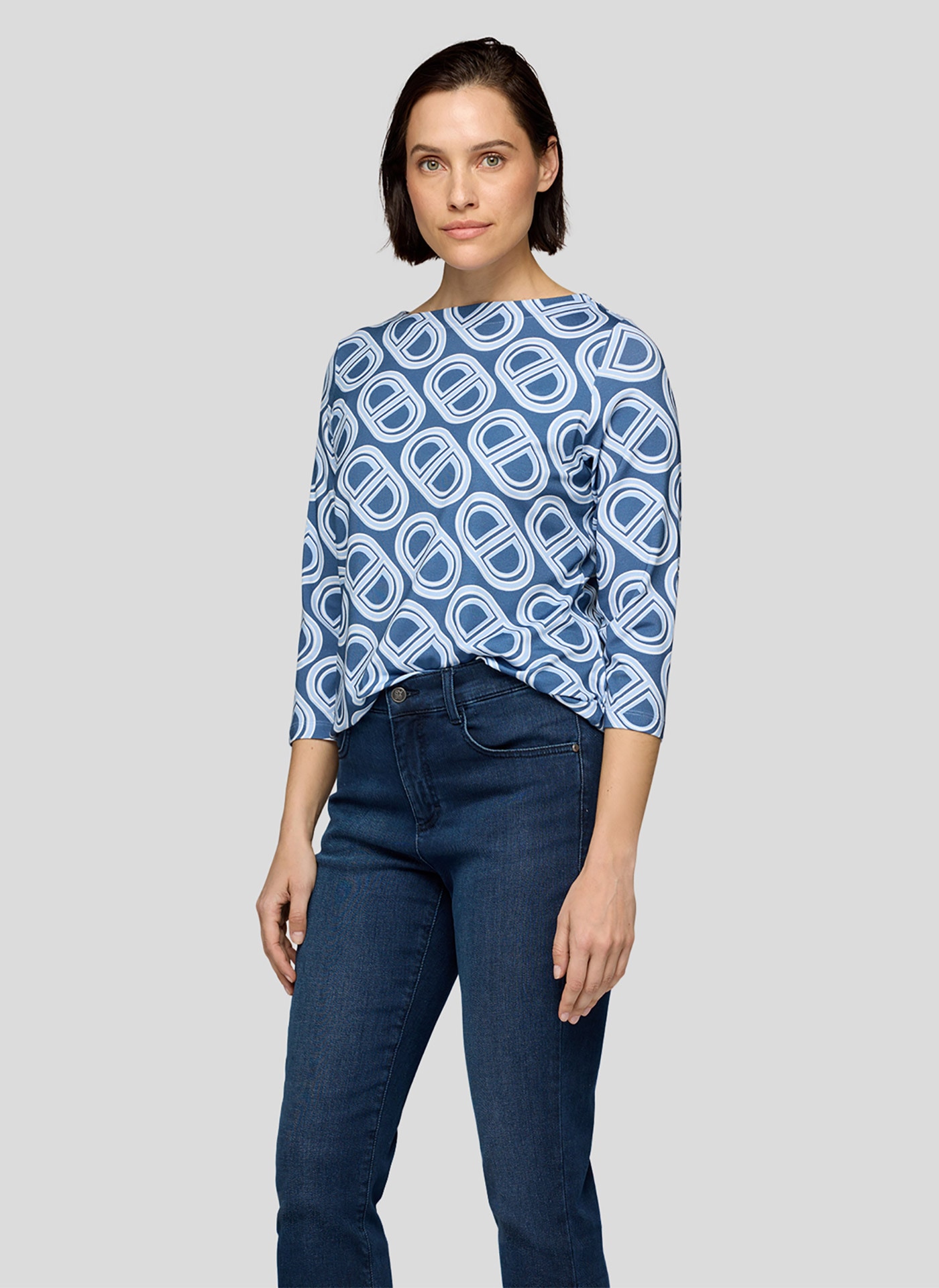 RABE Damen Print-Shirt "T-Shirt", blau, Gr. 42, 96%Viskose 4%Elastan, Shirts