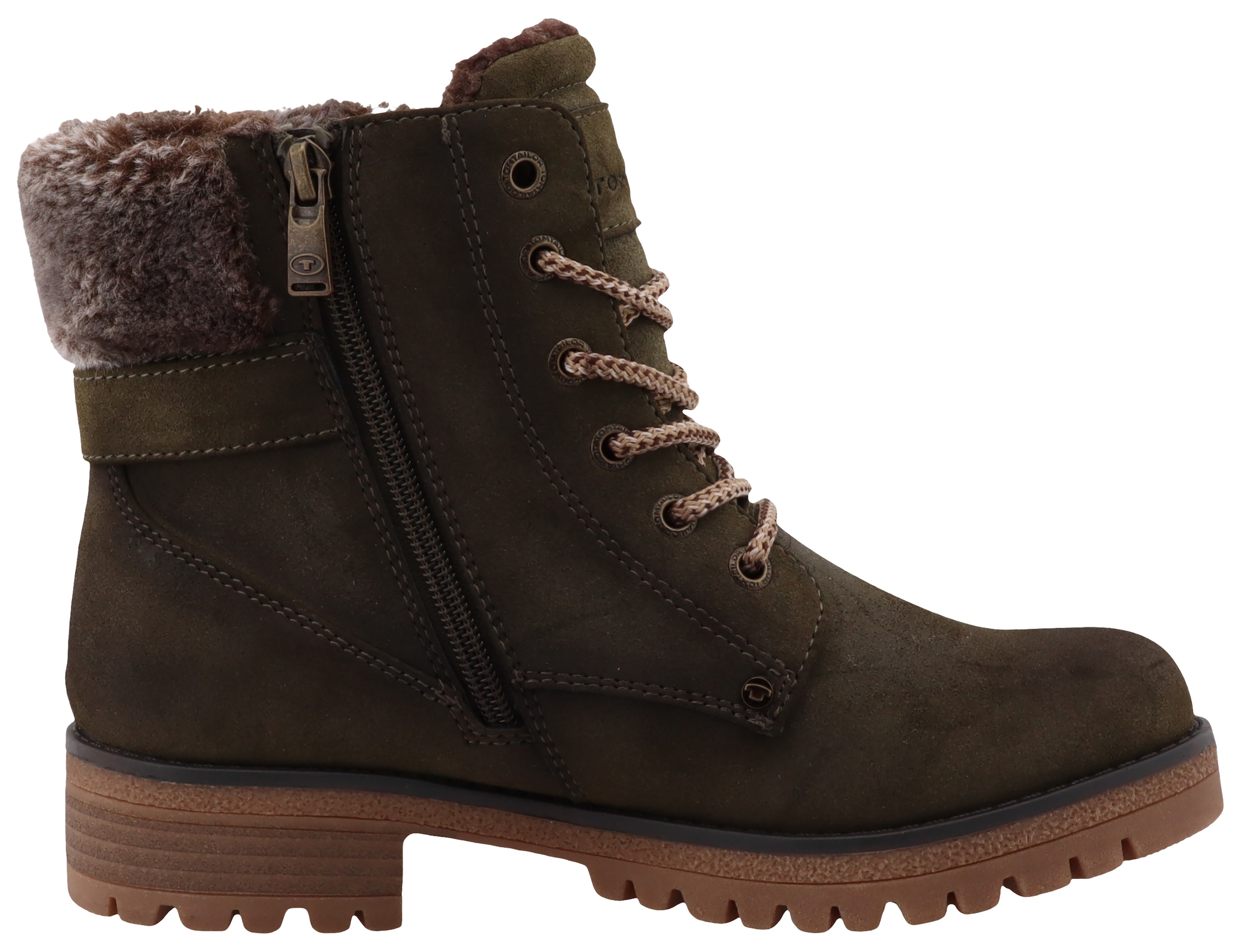 TOM TAILOR Winterboots, Blockabsatz, Schnürboots, Winterstiefelette, modische Zierschnalle