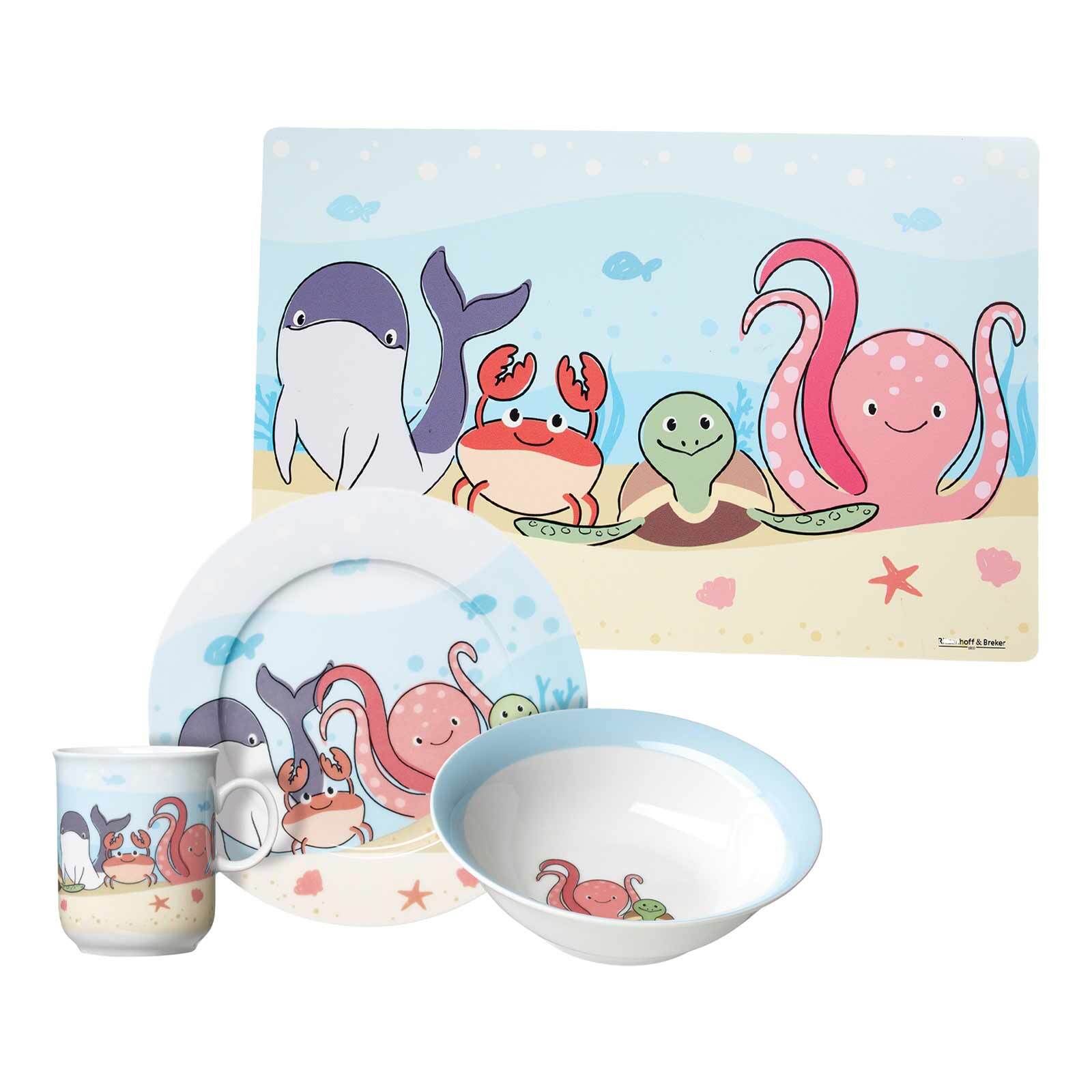 Ritzenhoff & Breker Kindergeschirr-Set "Kindergeschirr mit Platzset Unterwasserwelt bunt"