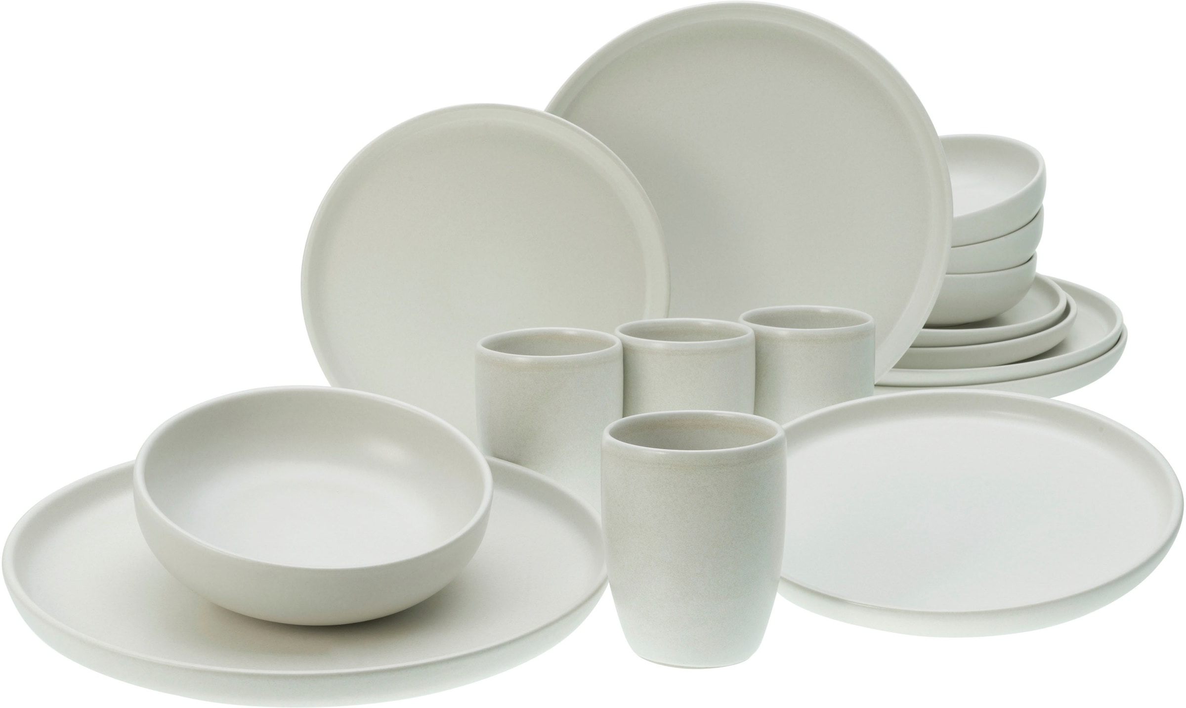 CreaTable Kombiservice "Uno", (Set, 16 tlg., Kaffeeservice und Tafelservice im Set, für 4 Personen), seidenmatte Oberflä