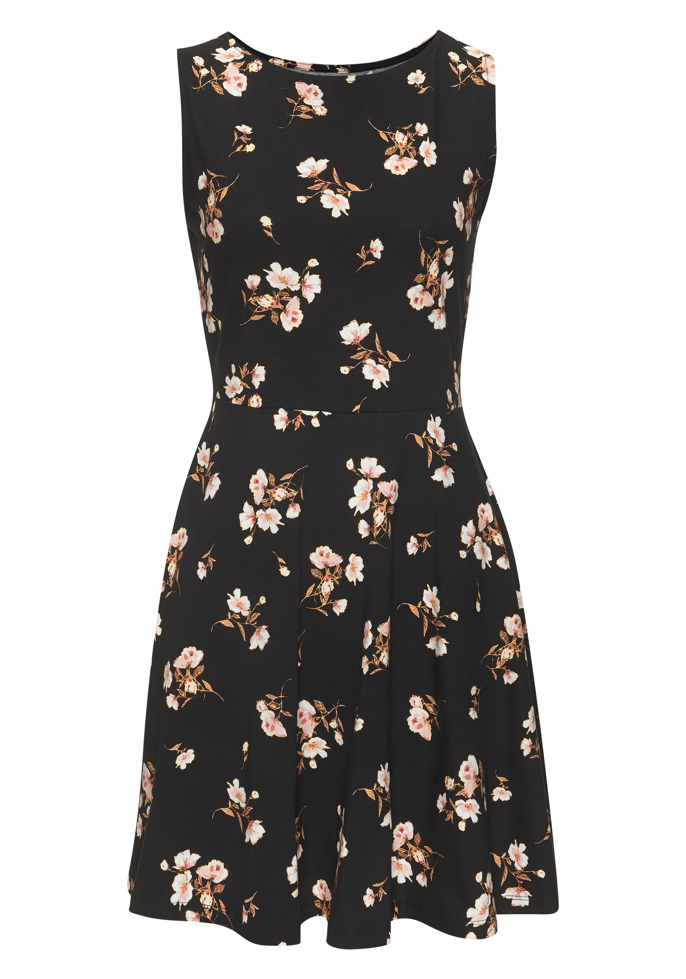 Vivance Strandkleid »mit Blumenprint« Ohne Taschen Minikleid, Sommerkleid aus Baumwolle, Skaterkleid, Jerseykleid