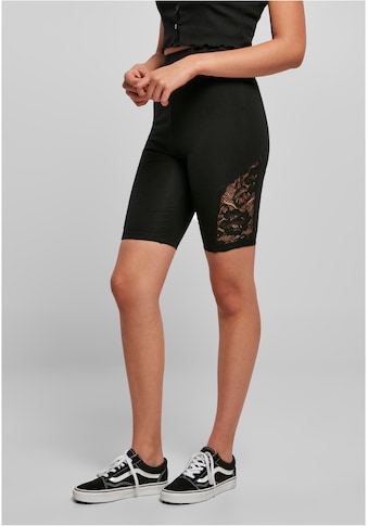 Radlerhose »Urban Classics Damen Ladies High Waist Lace Inset Cycle Shorts«, (1 tlg.)