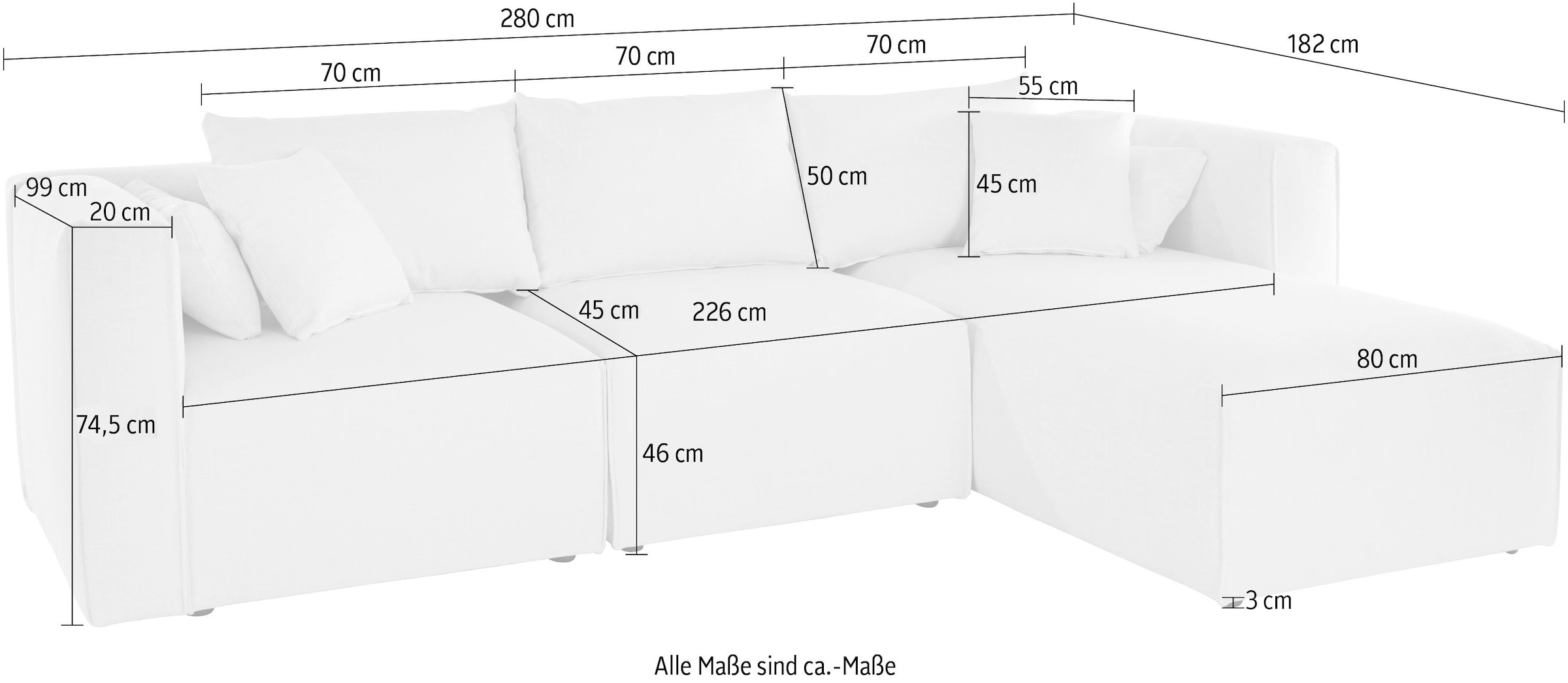 Home affaire Ecksofa »Comfine L-Form«, zusammengesetzt aus Modulen, 3 Bezugsqualitäten und viele Farben