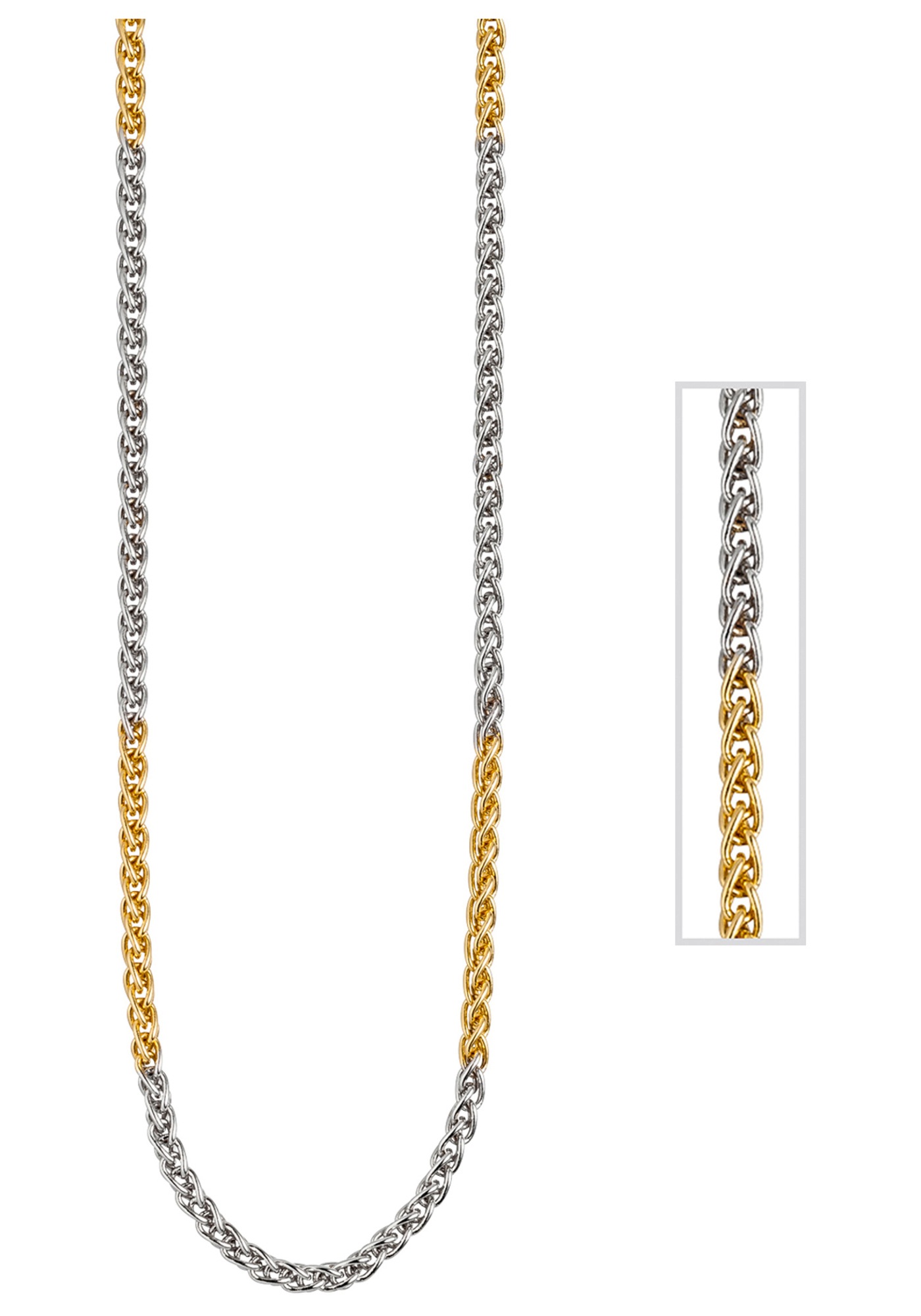 JOBO Goldkette, Zopfkette 585 Gold bicolor 42 cm 2,2 mm