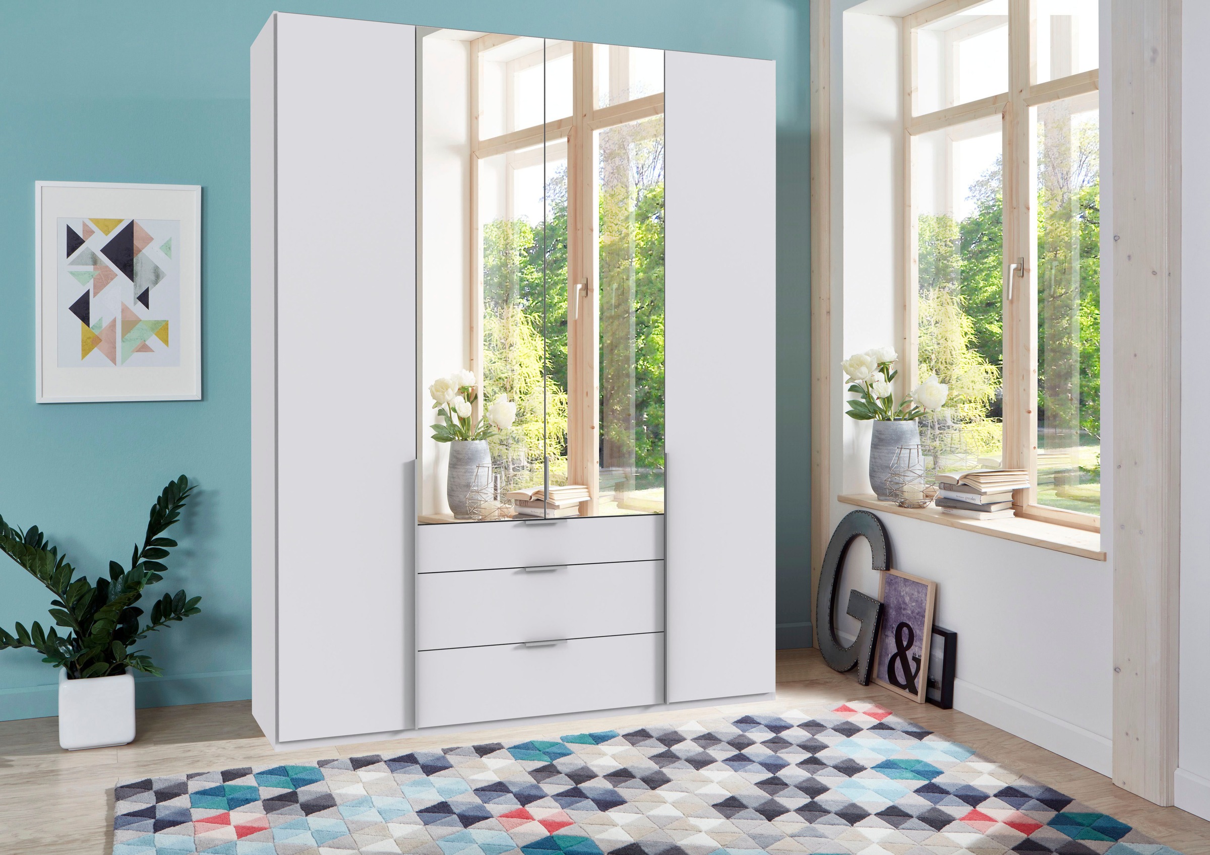 Wimex Drehtürenschrank "Mugano" mit langen oder kurzen Griffen aus Metall, günstig online kaufen