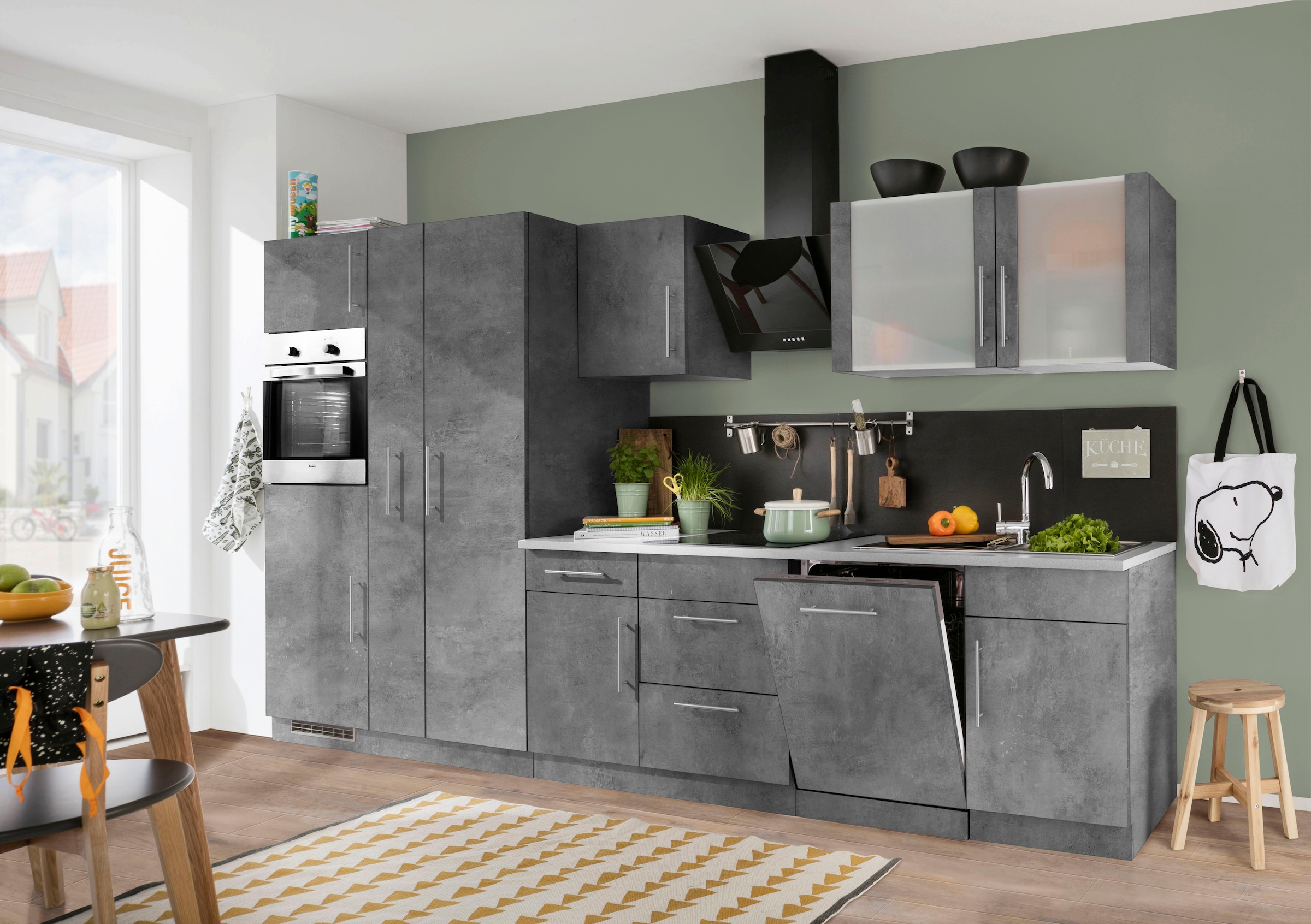 wiho Küchen Küchenzeile »Cali«, mit E-Geräten, Breite 360 cm