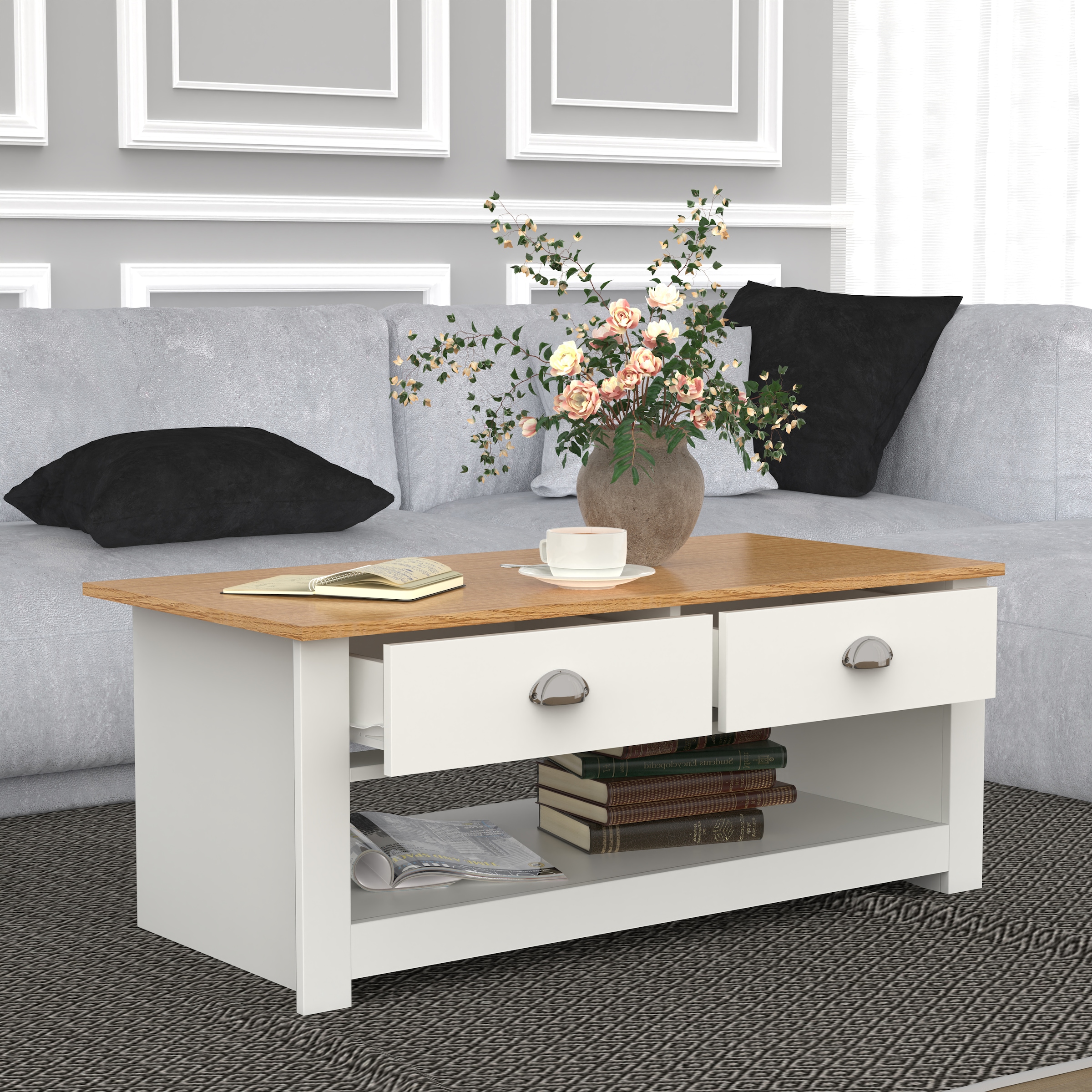 VCM Beistelltisch »Holz Sofatisch Couchtisch Schublade Balusa«