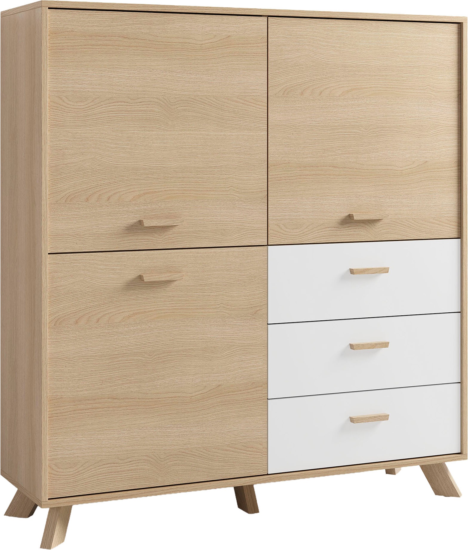 byLIVING Highboard "Bastian" 1 Stk. tlg. mit massiven Holzfüßen und Griffen günstig online kaufen