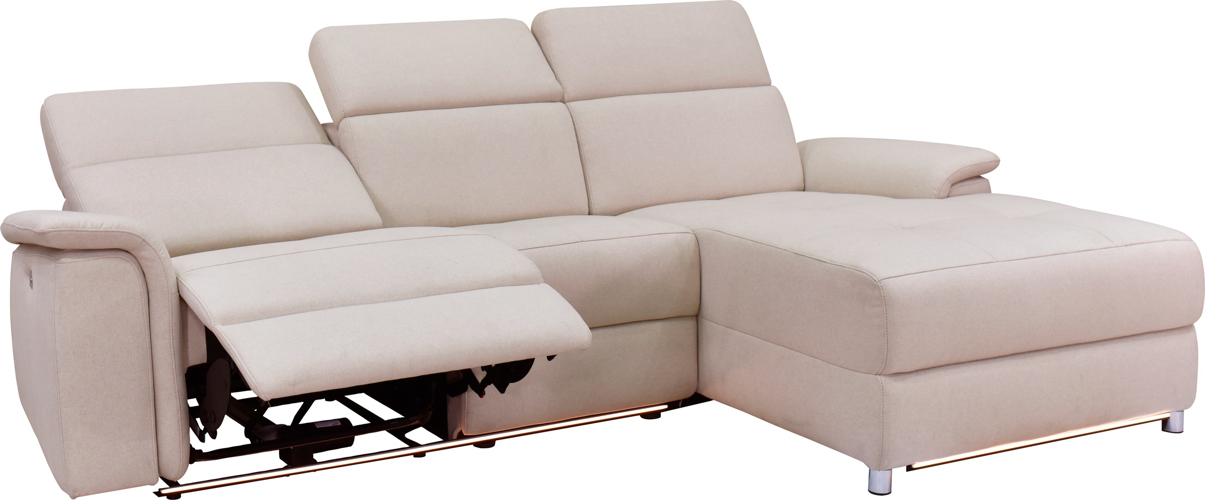 Places of Style Ecksofa »Pareli, L-Form, 259cm,m. Recamiere, Echtleder, Kunstleder, Webstoff«, man. o. elektr. Relaxfunktion, USB/Kopfteilverstellg u. LED