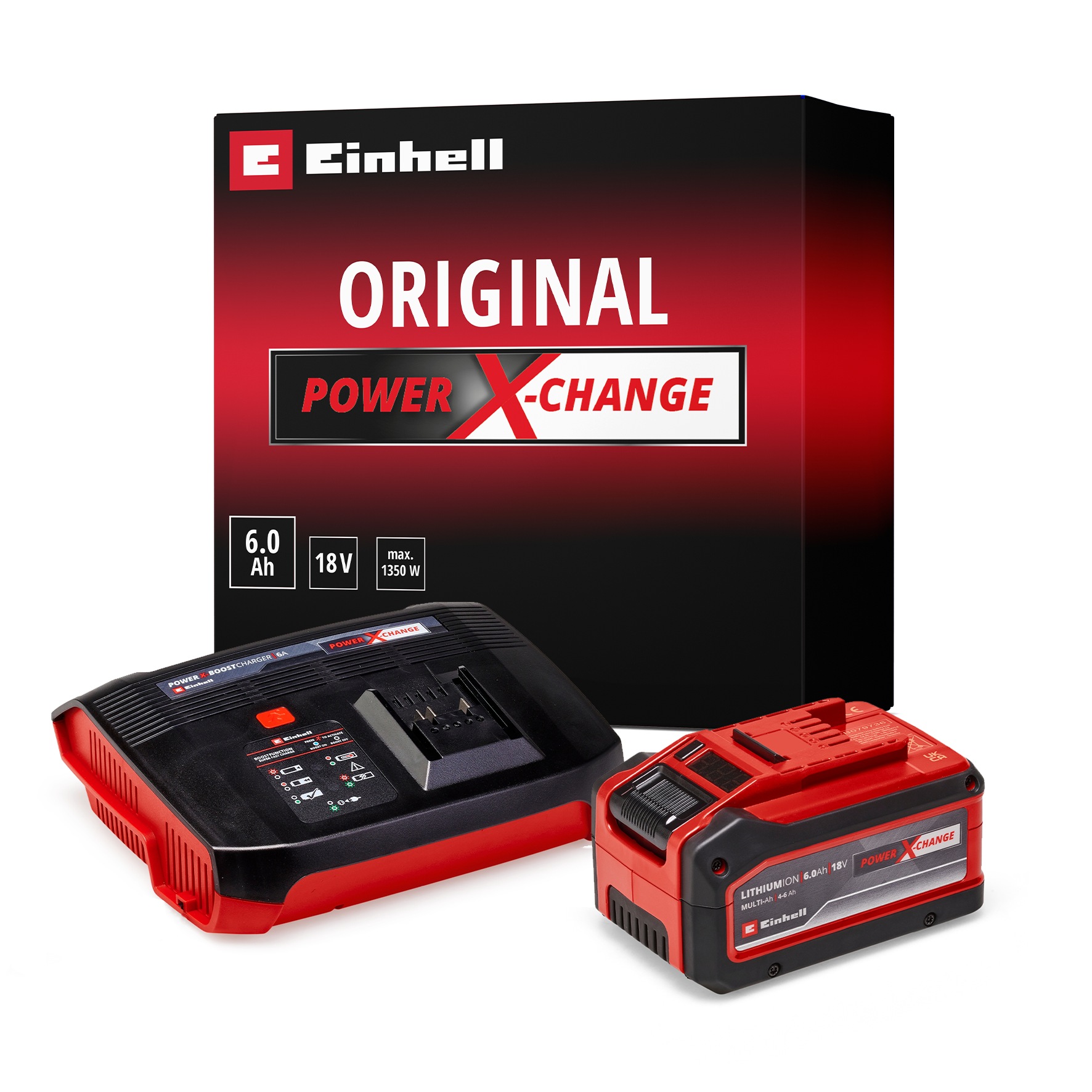 Einhell Akku-Ladestation "PXC-Starter-Kit 18V 4-6Ah & 6A Boostcharger" Packung, 2 Stk. tlg. inkl. Akku