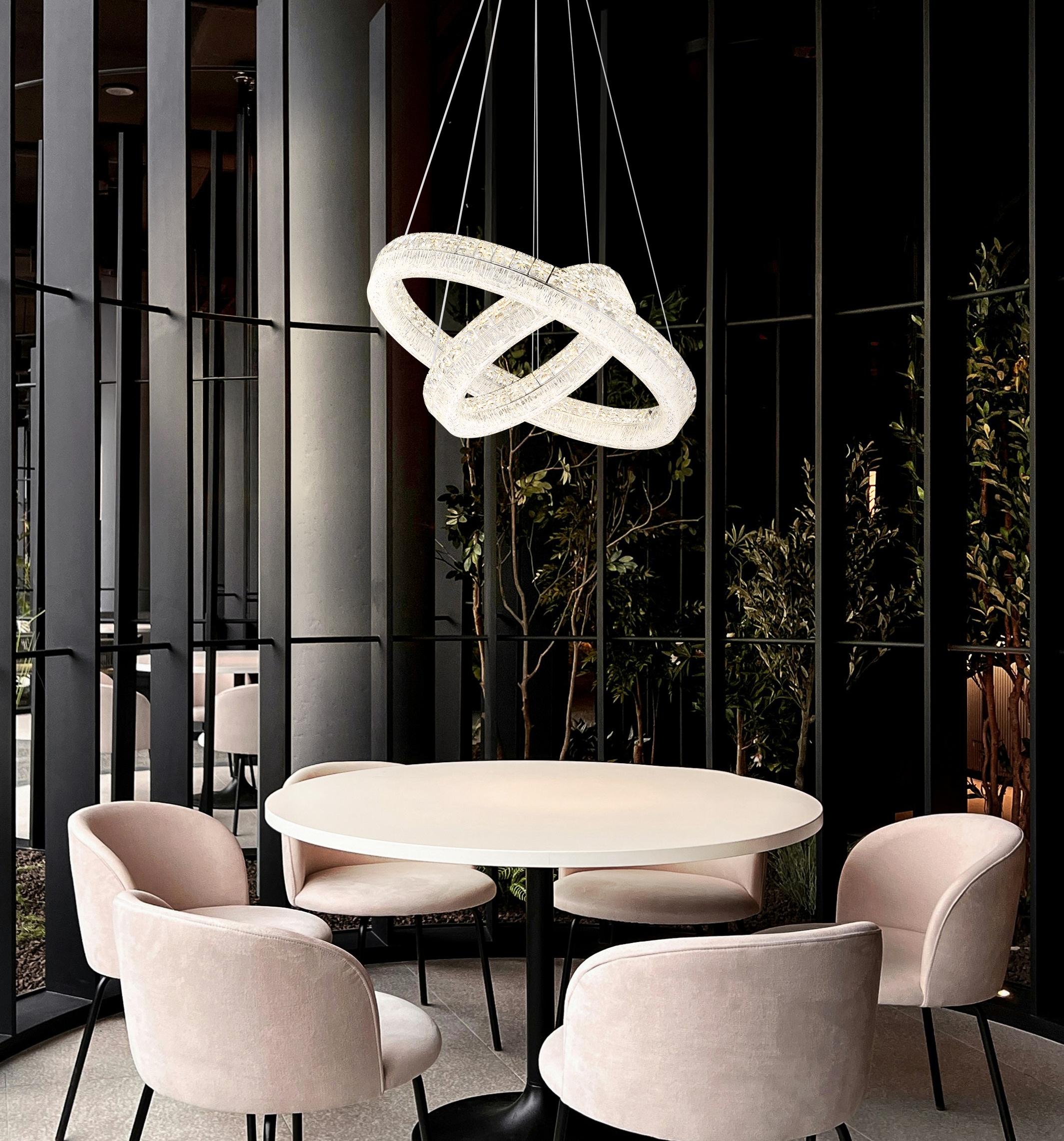 GLOBO LIGHTING Hängeleuchte »LAUREL« LED-Modul 1 Stk. Verchromte Hängeleuchte mit Acryl und Glaskristallen, dimmbar, LED 24W