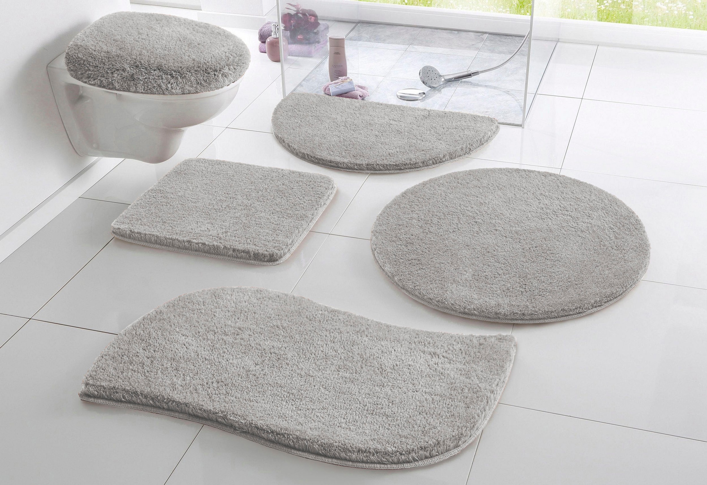 OTTO home Badematte "Merida, Badvorleger, Badezimmer Teppich" Höhe 32 mm rutschhemmend beschichtet fußbodenheizungsgeeignet schnell trocknend strapazierfähig Badteppich, Uni Farben, rechteckig, rund & als 2-tlg. Set erhältlich