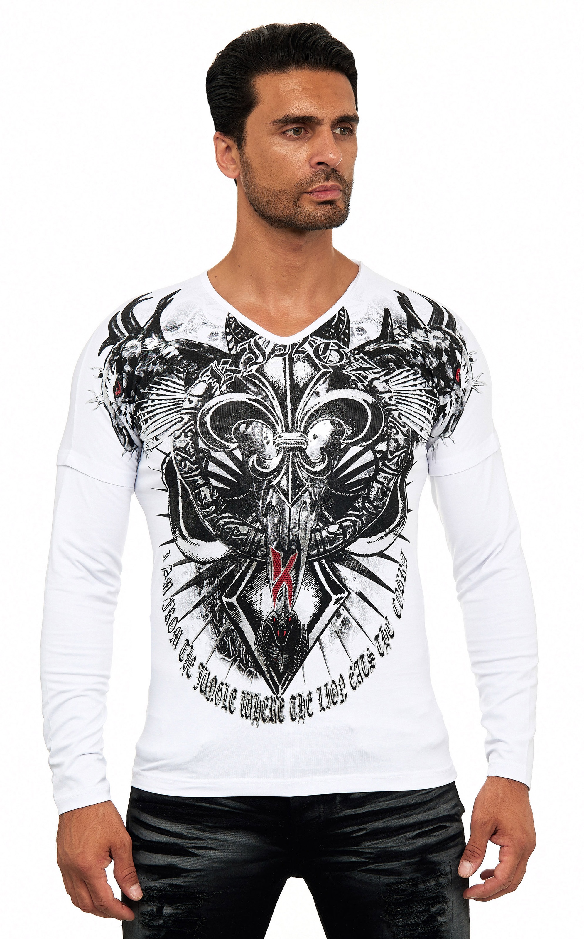 KINGZ Langarmshirt "-", in Body-Fit mit allover-Digital-Print