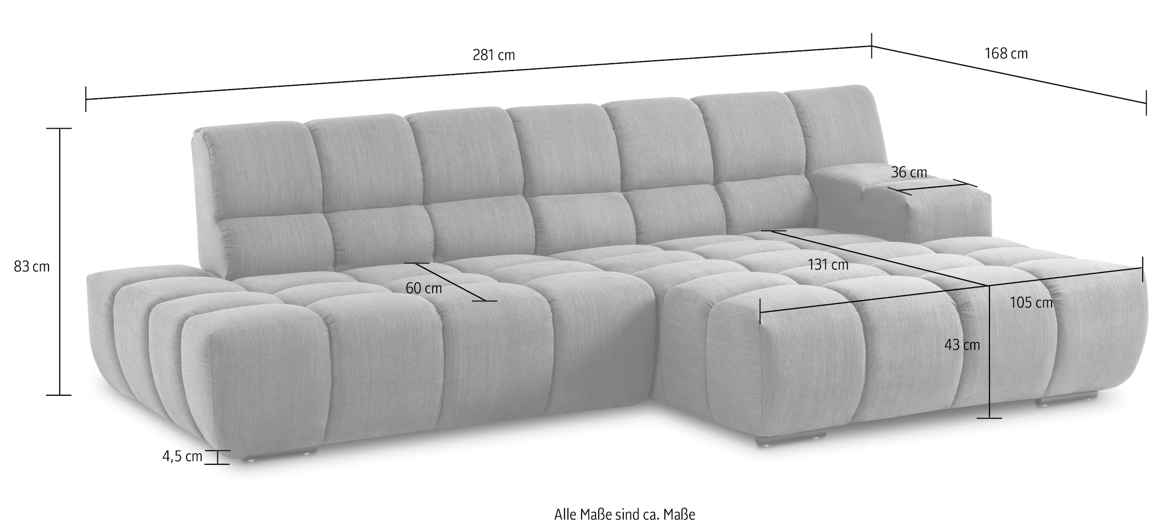 designwerk Ecksofa »Cielo«, mit Sitztiefenverstellung