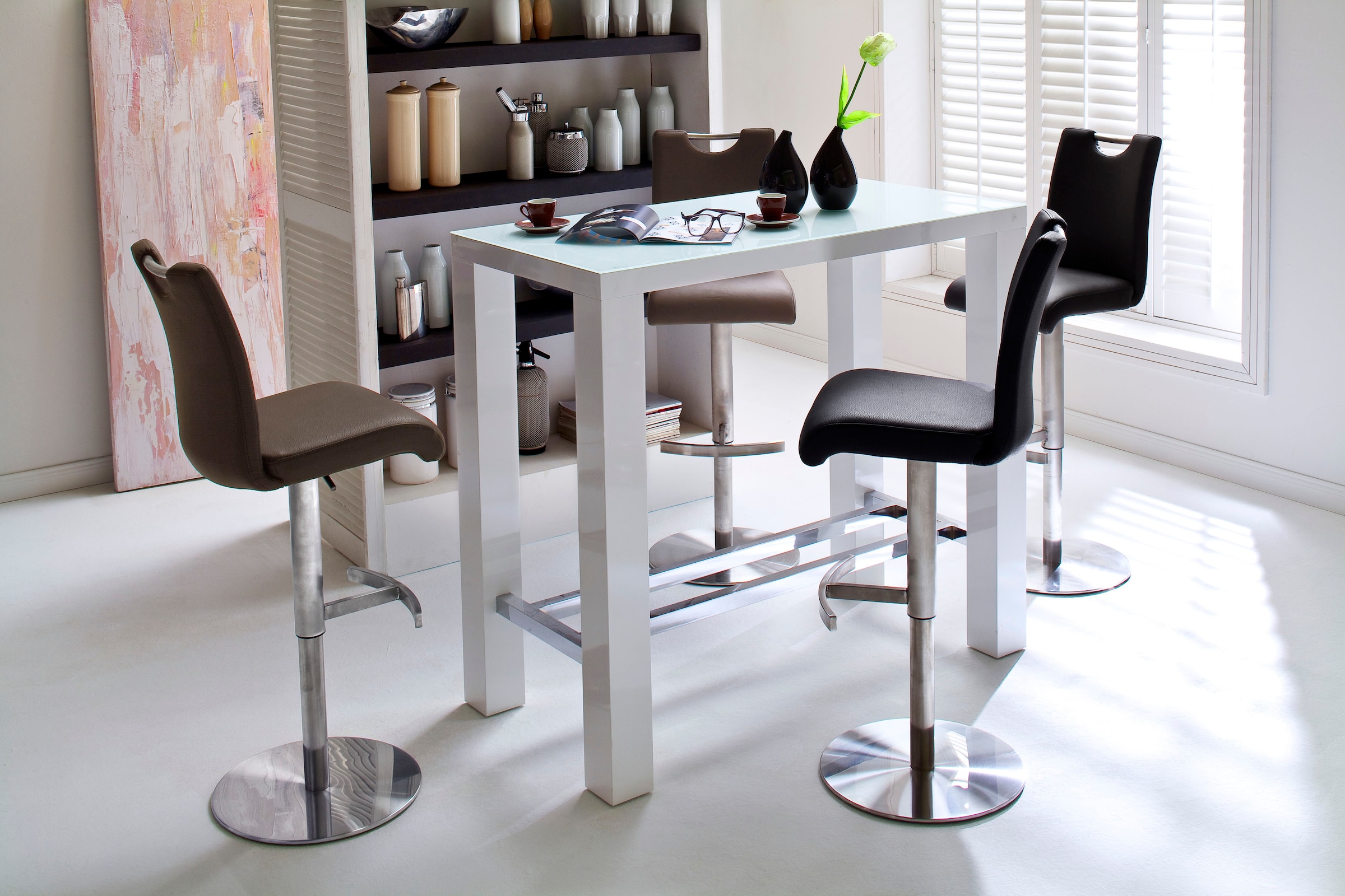 MCA furniture Bartisch »Jam«, Bartisch weiß hochglanz, Küchentisch,  Stehtisch mit Sicherheitsglas bestellen | BAUR