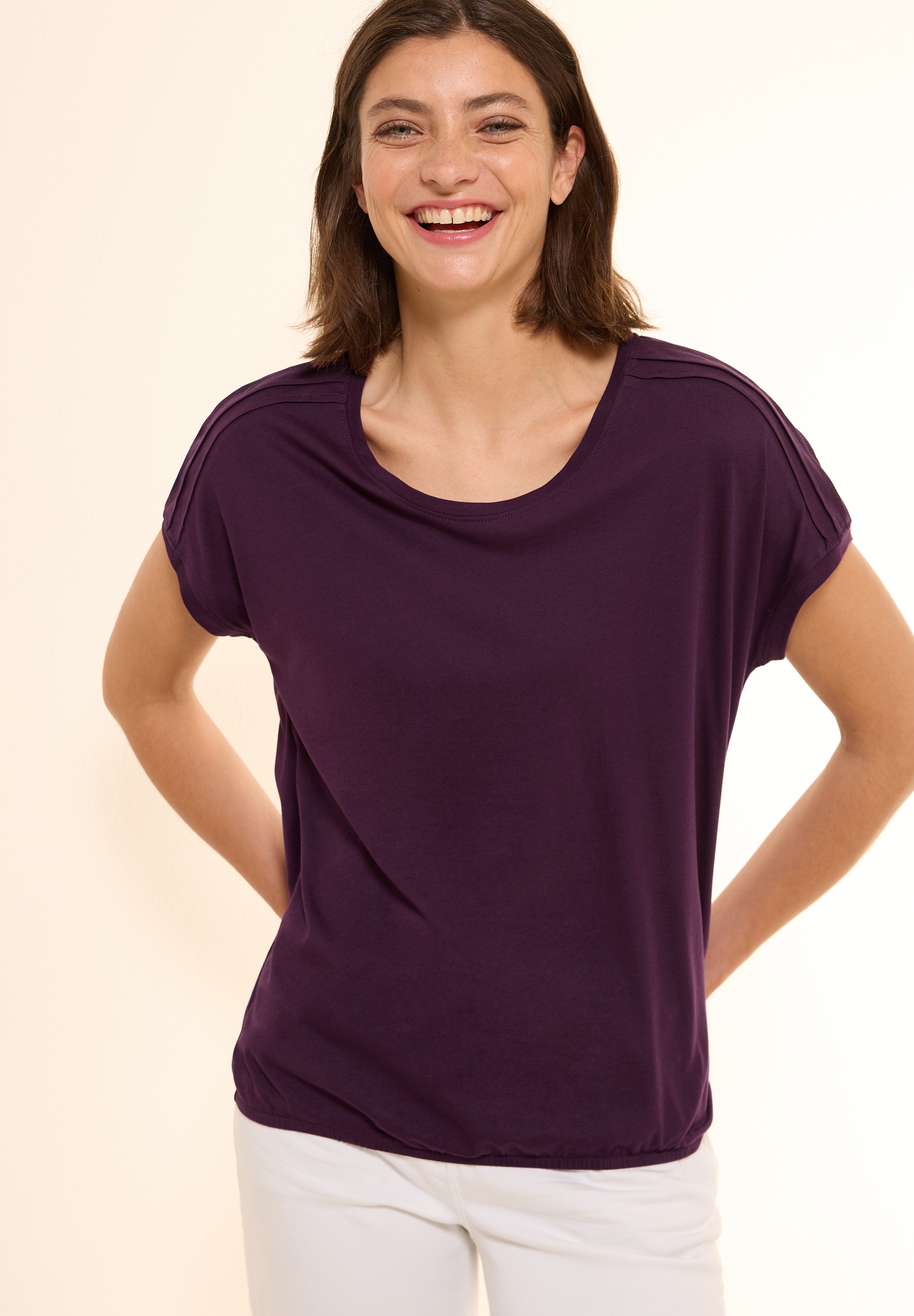 Cecil T-Shirt, mit Schulterdetail günstig online kaufen