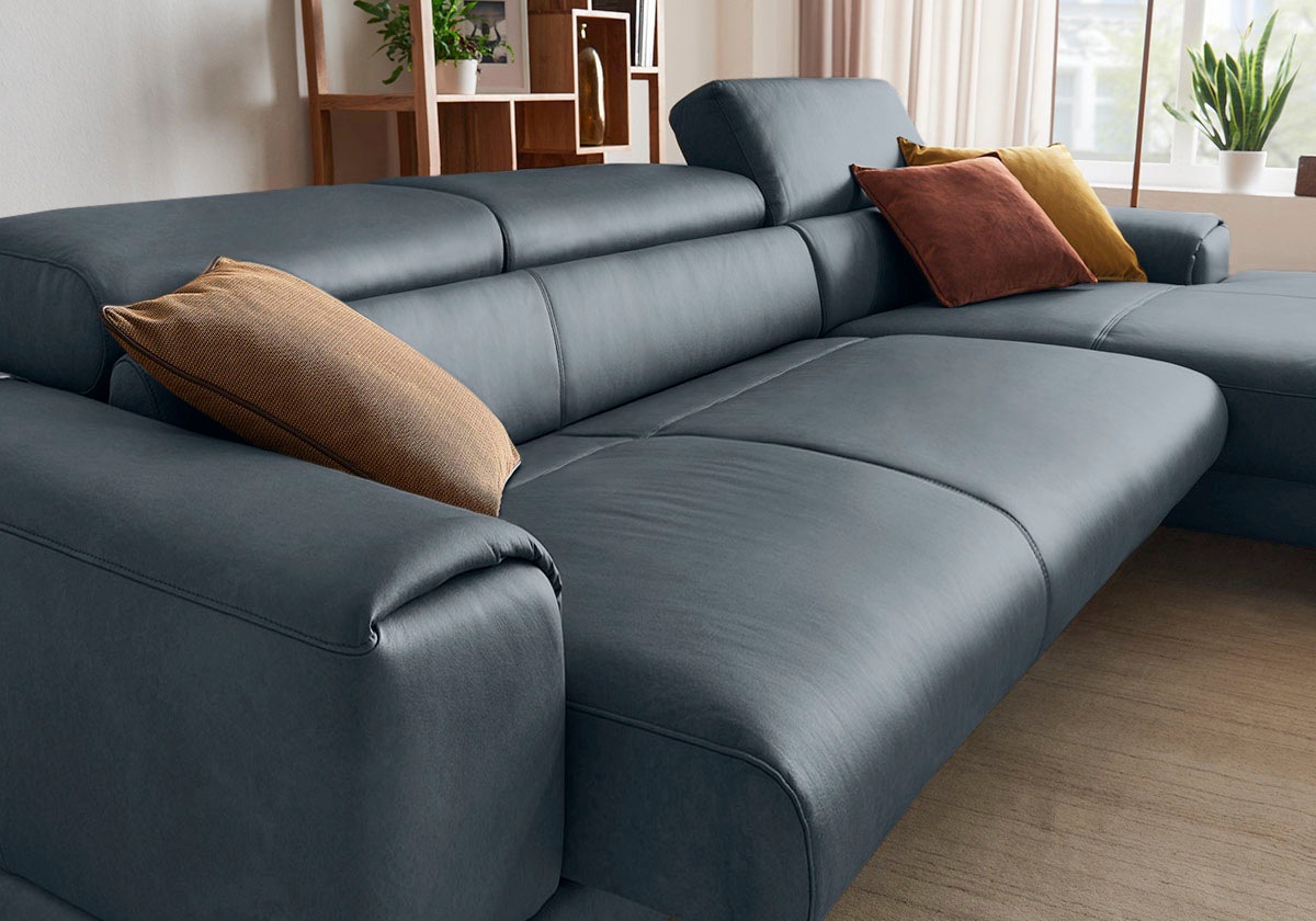 W.SCHILLIG Ecksofa »piedroo, Designsofa mit tollem Sitzkomfort, bequem und elegant, L-Form«, Kopfteilverstellung, wahlweise mit Sitztiefenverstellung, Breite 343cm