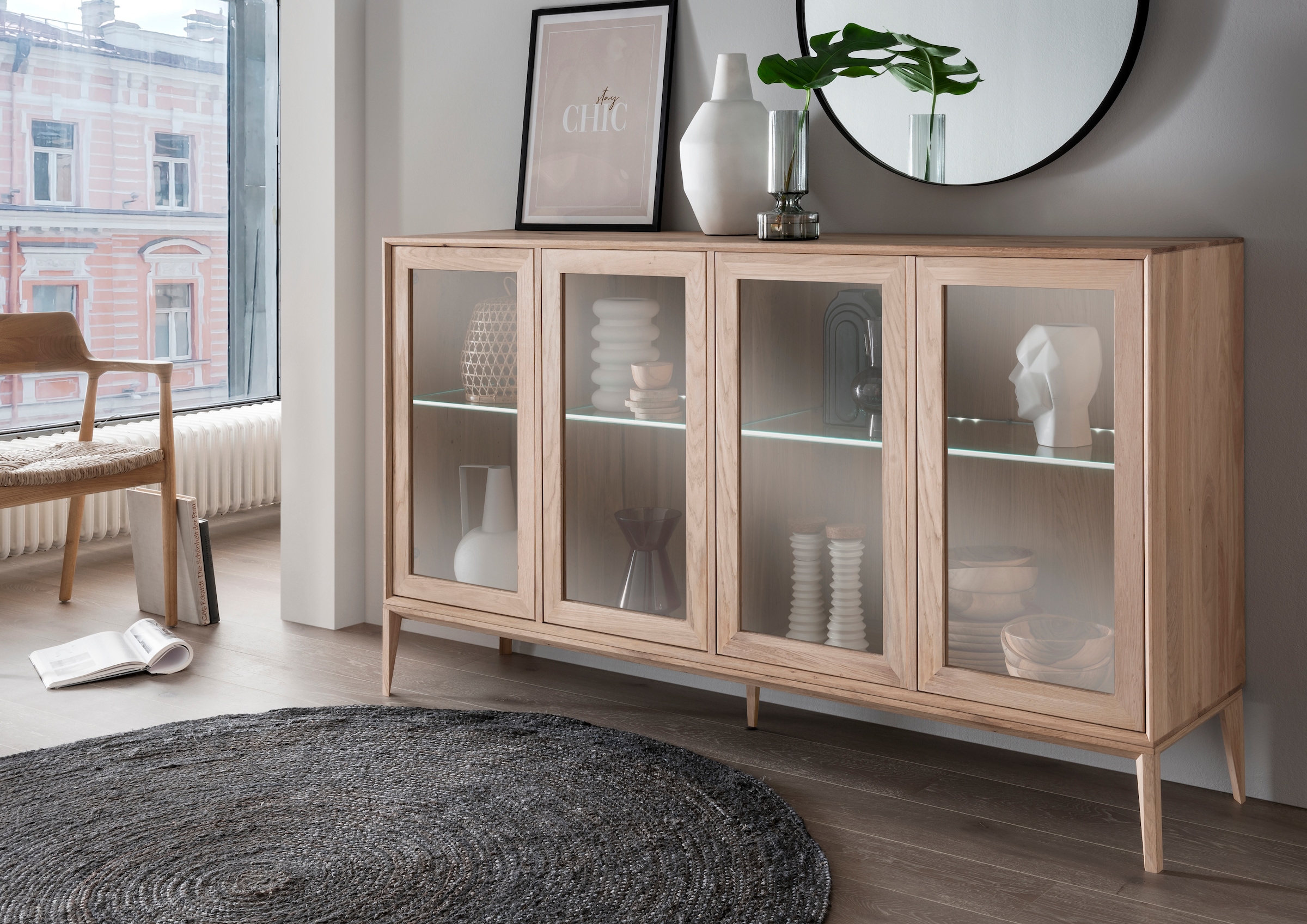 Home affaire Sideboard "Koda", inklusive Beleuchtung, Glasböden verstellbar günstig online kaufen