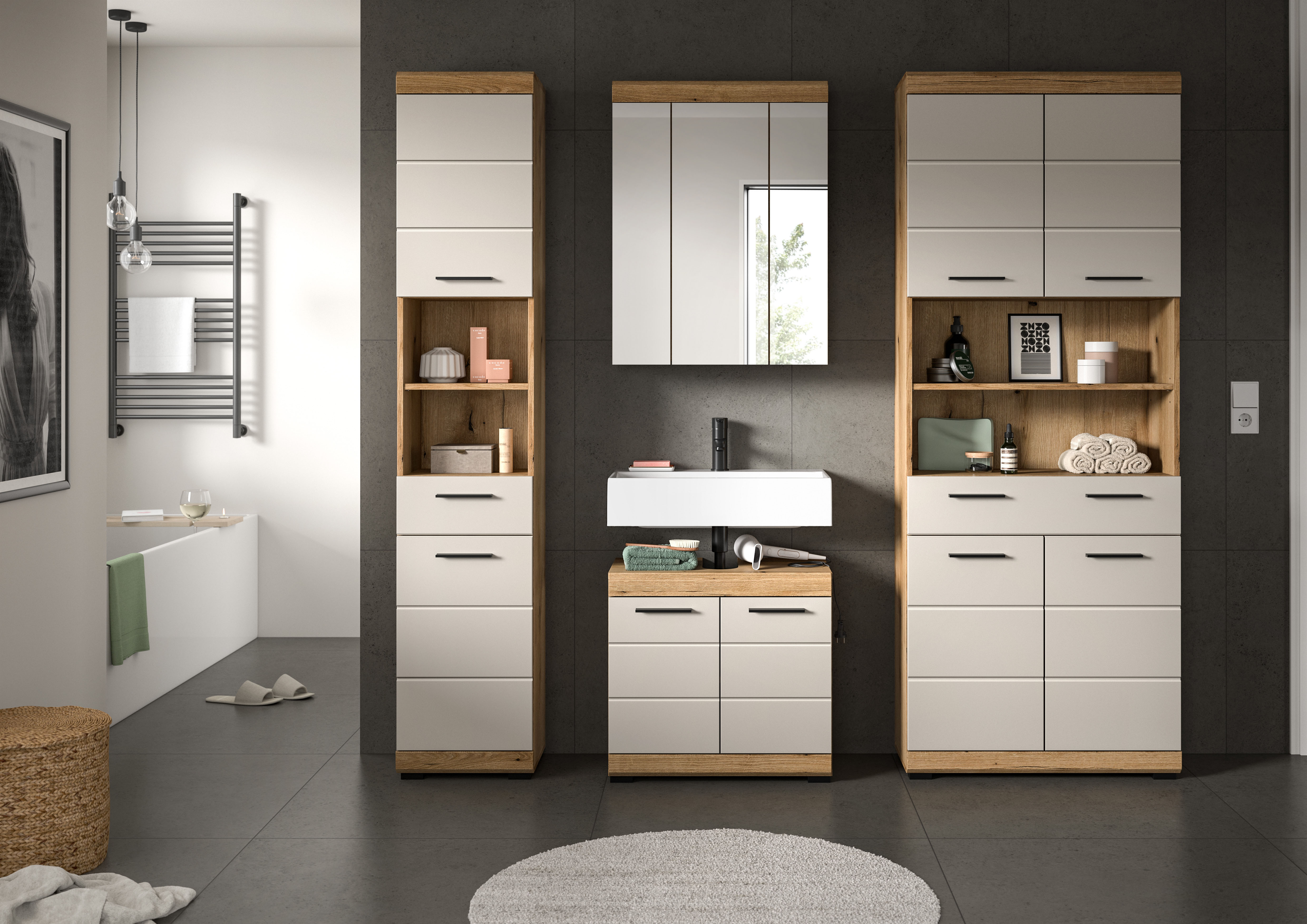 welltime Badmöbel-Set "SIENA, 4 teilig, bestehend aus:" Set, TOPSELLER, 4 Stk. tlg.