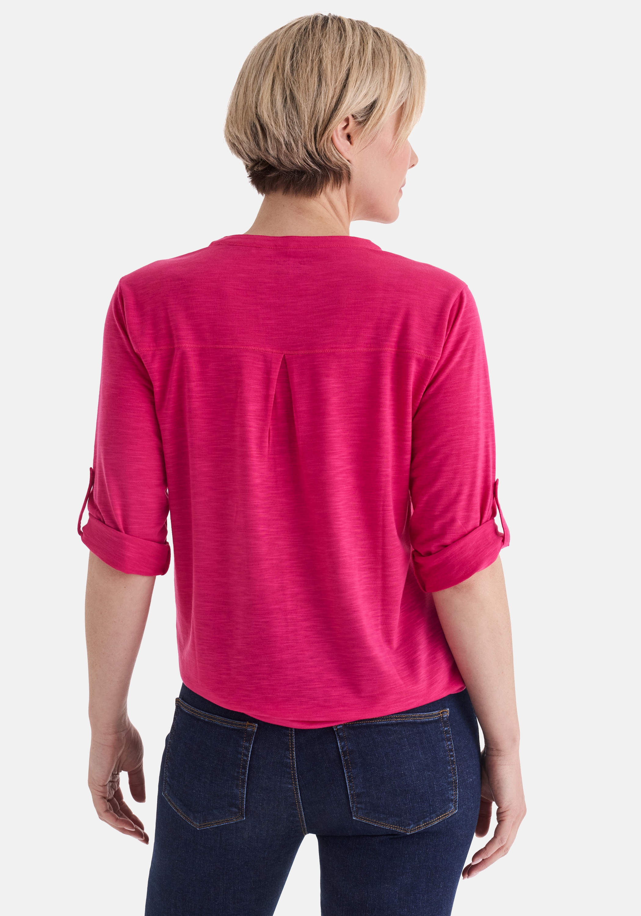 STOOKER WOMEN 3/4-Arm-Shirt »MARIE T-Shirt 3/4 - Arm« Regular Fit Slub Yarn Baumwolle Henley Shirt Knopfleiste für Damen