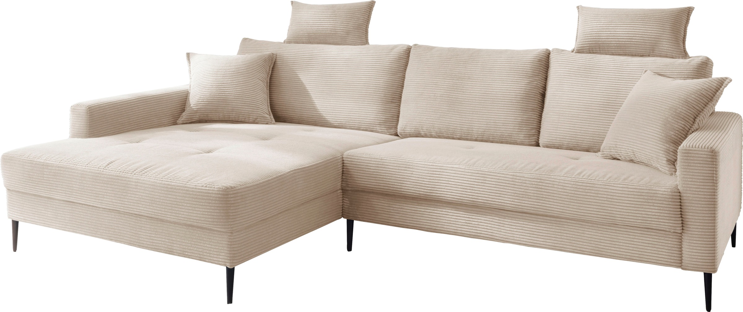 Trends by HG Ecksofa "Summer L-Form" in Cord-Stoff mit Metallfuß günstig online kaufen