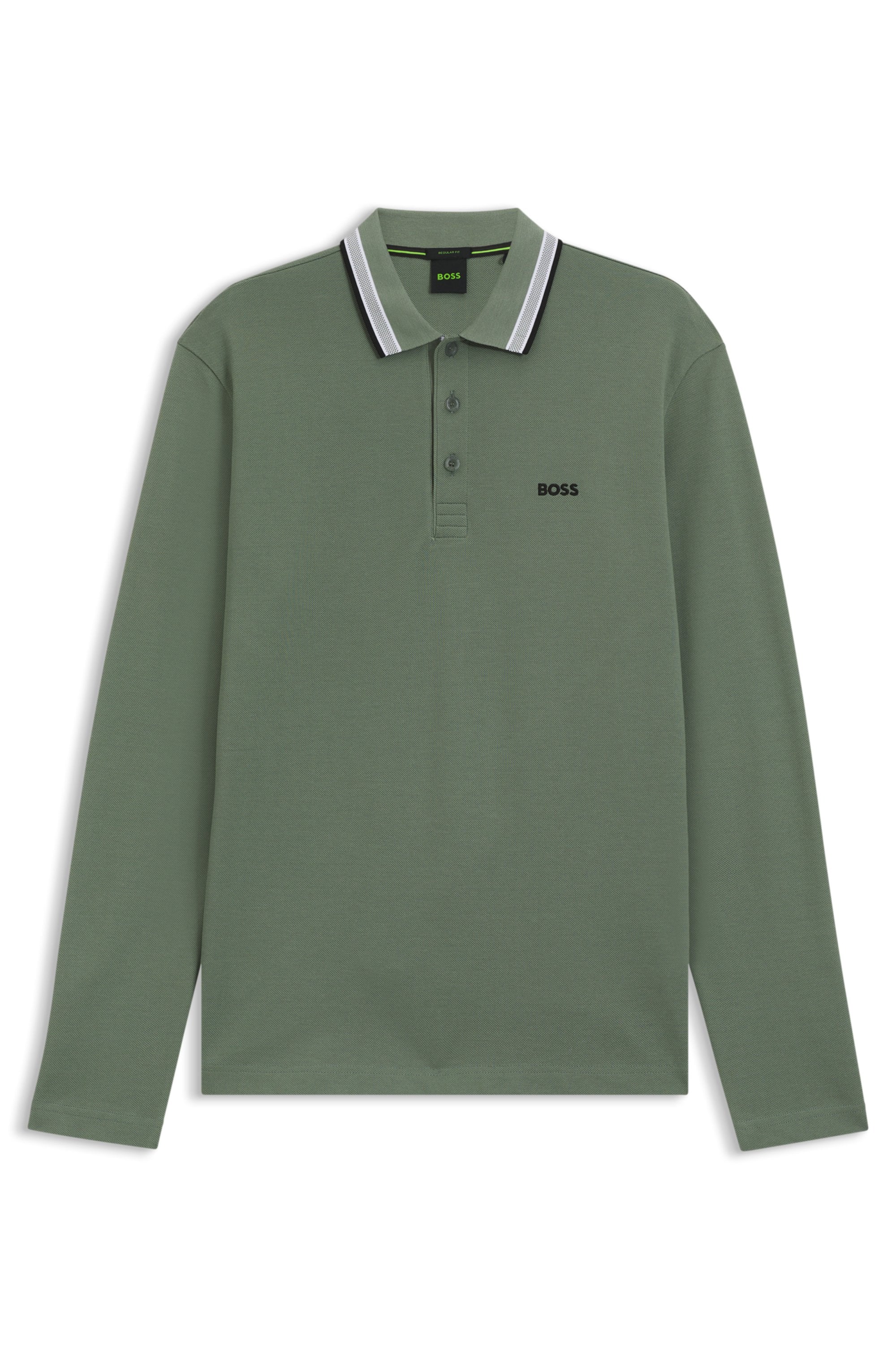 BOSS GREEN Langarm-Poloshirt "Plisy", mit Streifen am Kragen günstig online kaufen