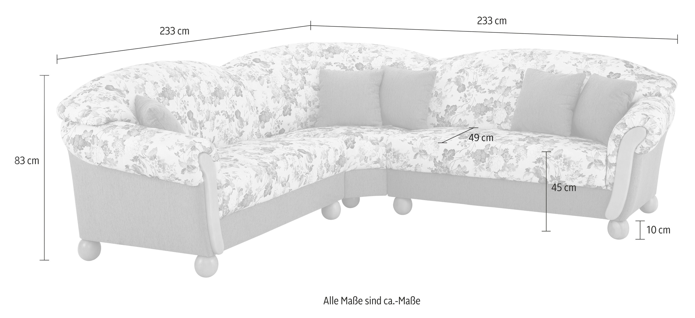 Home affaire Ecksofa "Milano, bequem mit Federkern, B/T/H 233/233/83cm, Lan günstig online kaufen