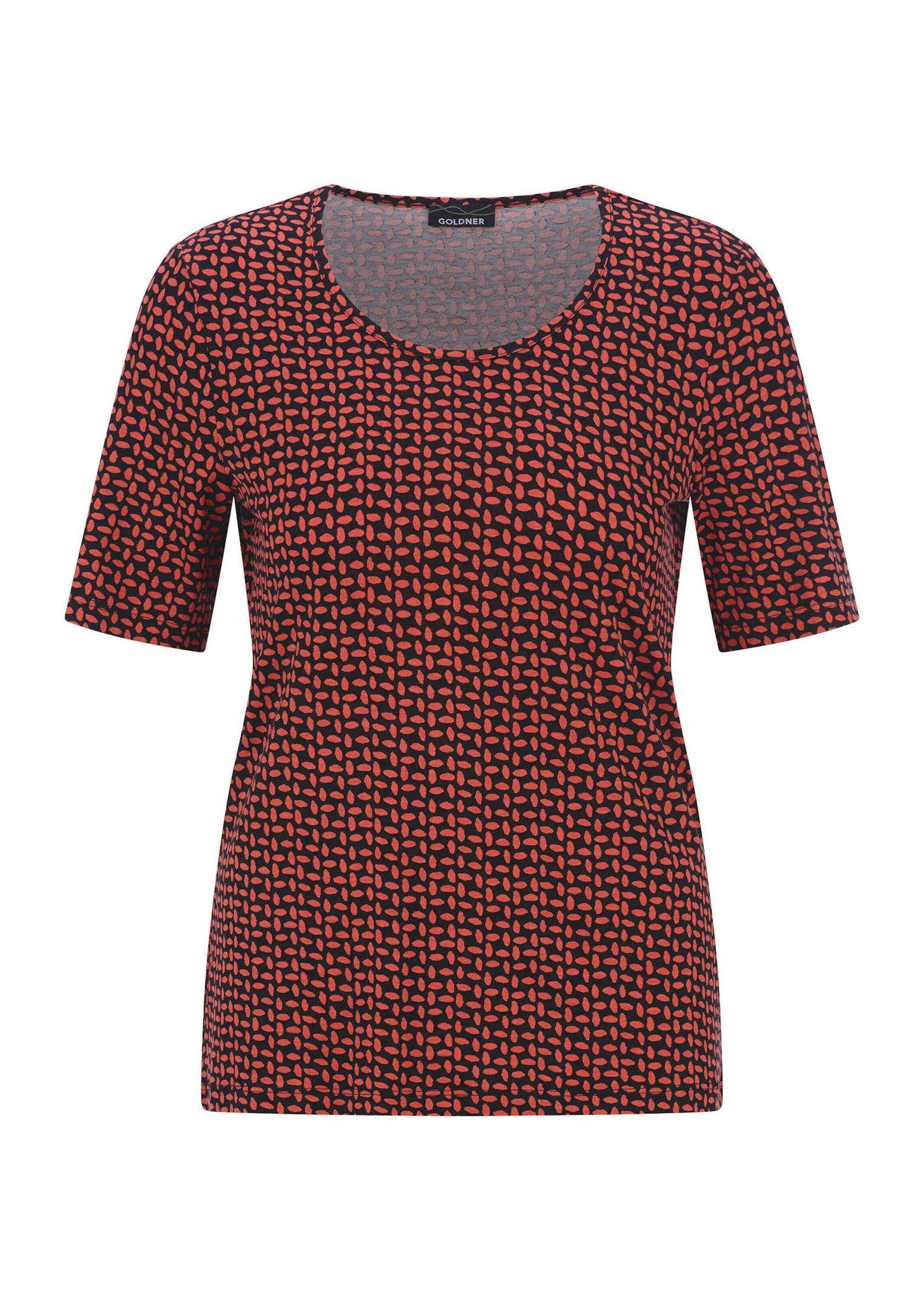 GOLDNER "Kurzgröße Viskoseshirt mit geometrischem Minimal Print" stretchbequemer Viskosejersey