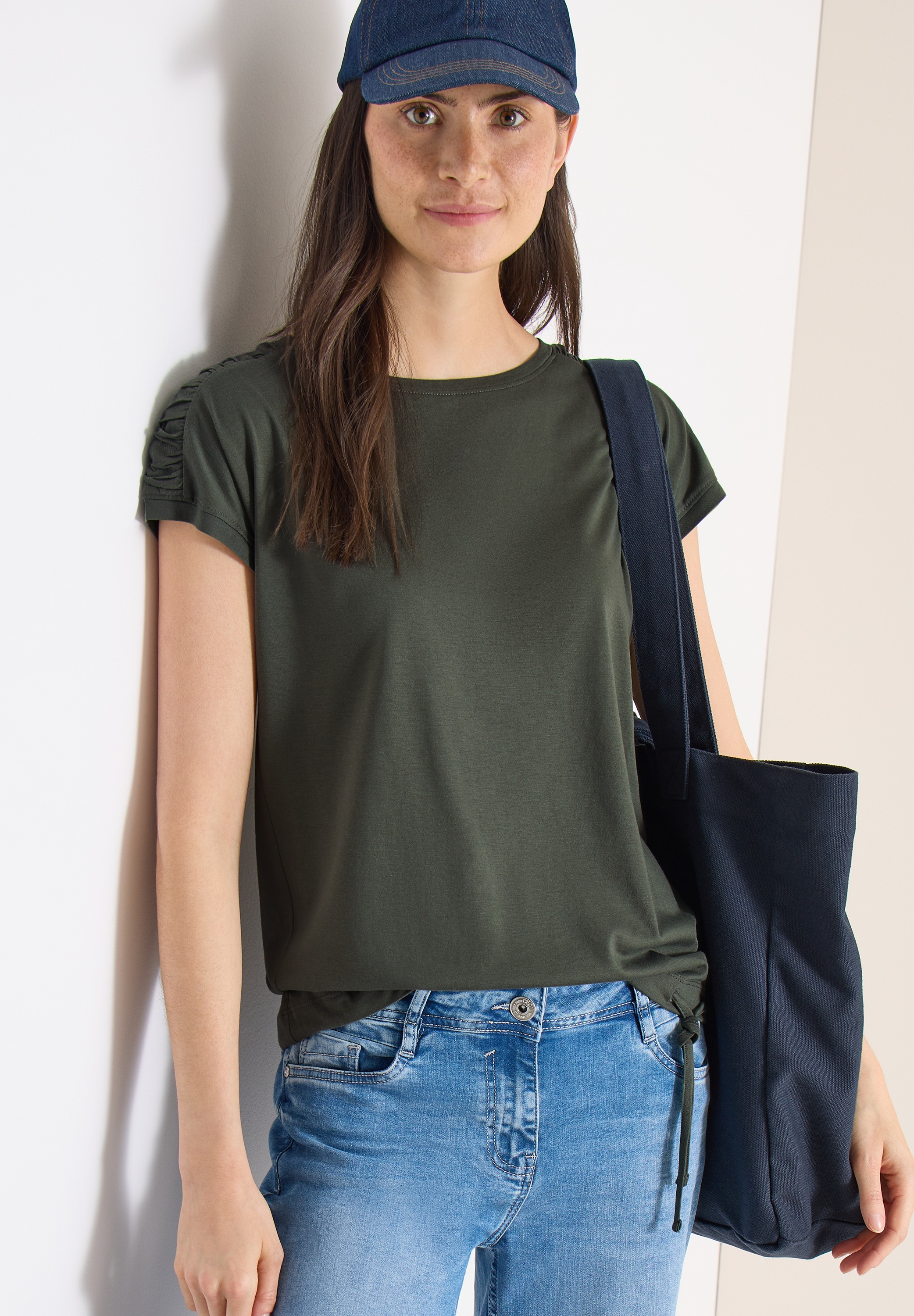 Cecil Rundhalsshirt mit Raffung