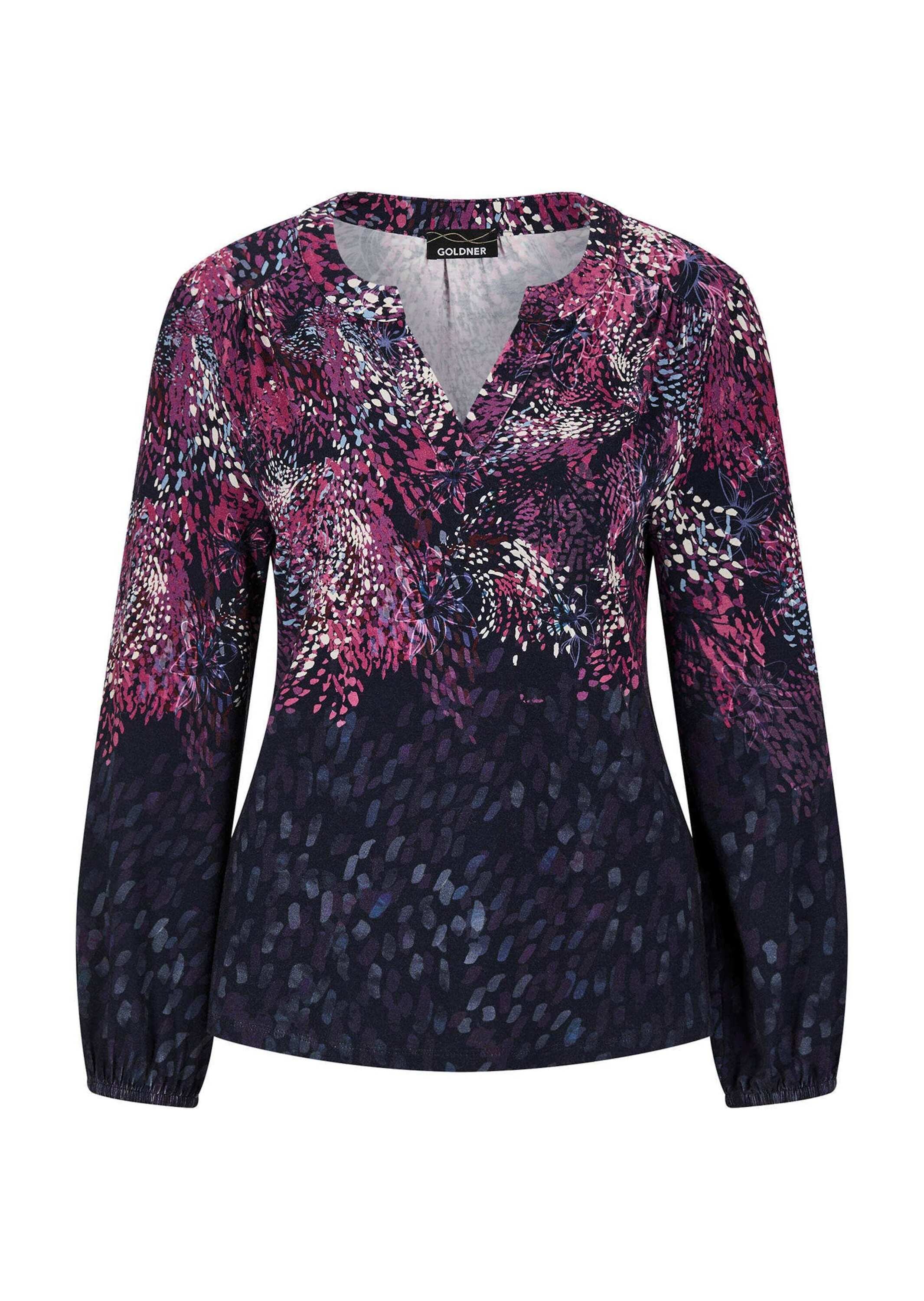 GOLDNER Kurzarmshirt "Langarm Druckshirt mit Allover-Print" schmaler Gummib günstig online kaufen