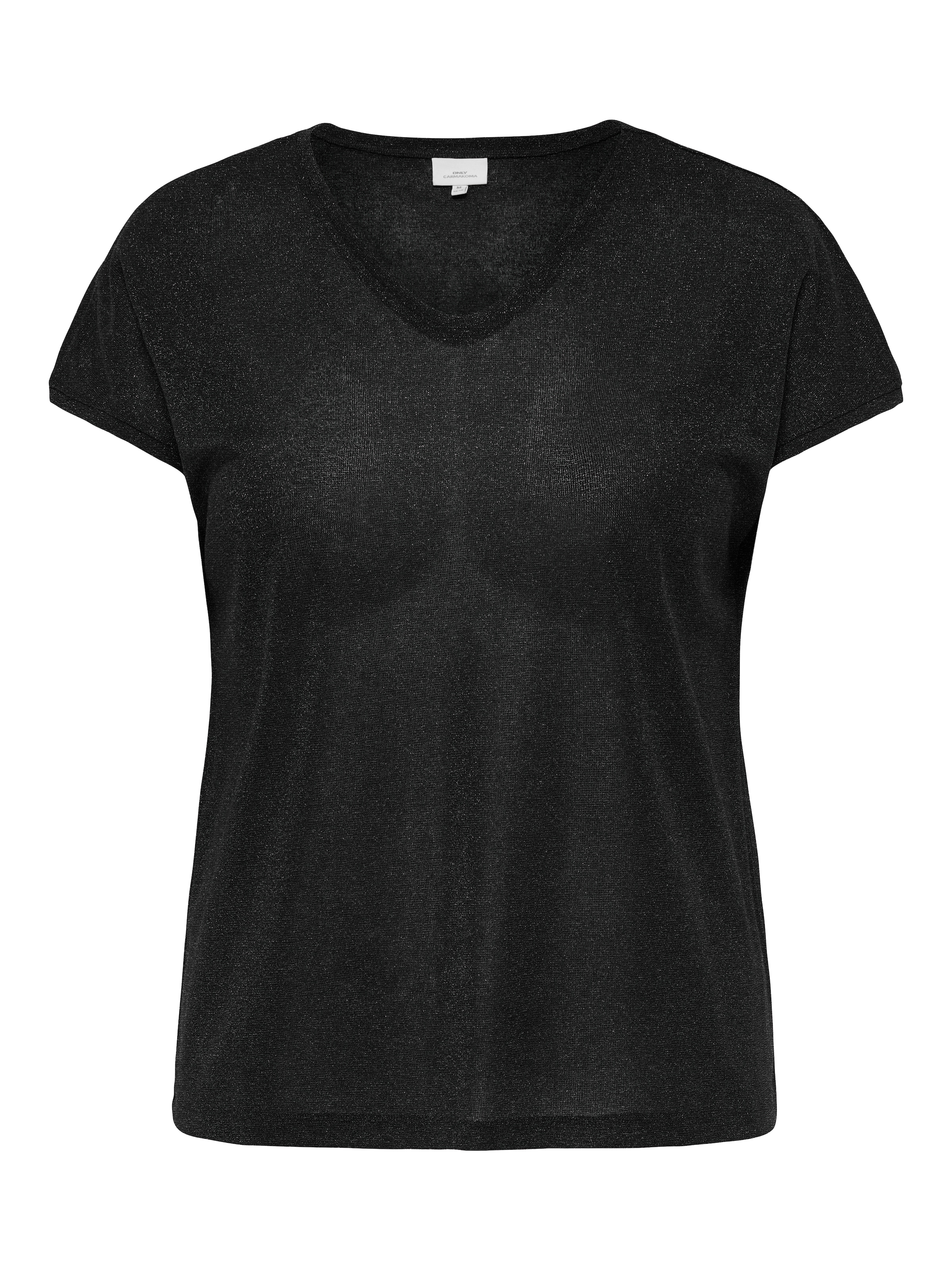 ONLY CARMAKOMA 1100000002199 »CARSILVERY S/S V NECK LUREX TOP JRS NOOS«