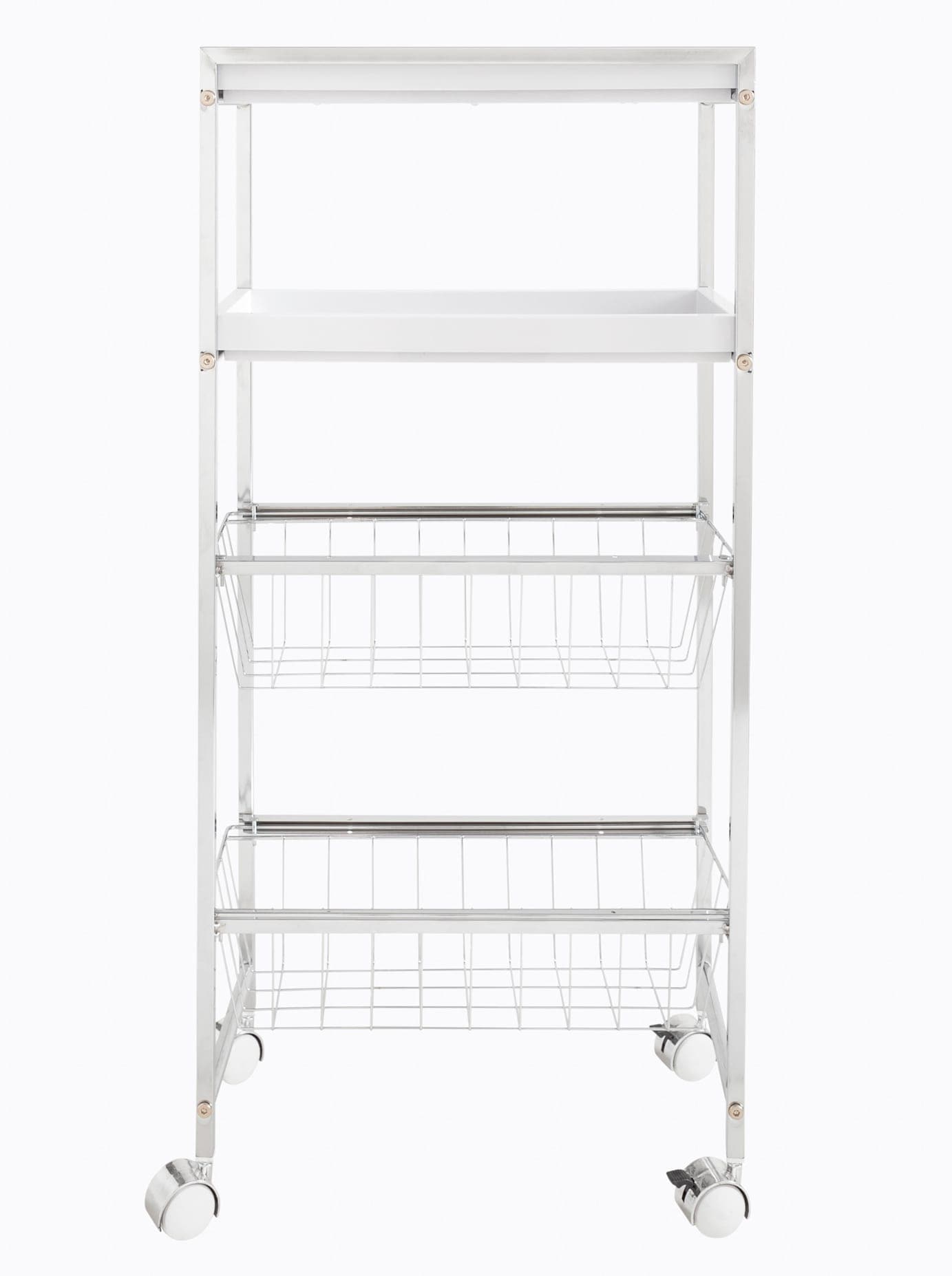 Rollwagen HEINE HOME, B:40cm H:86cm T:21,5cm, silber, Kunststoff, Metall, Küche, Rollwagen