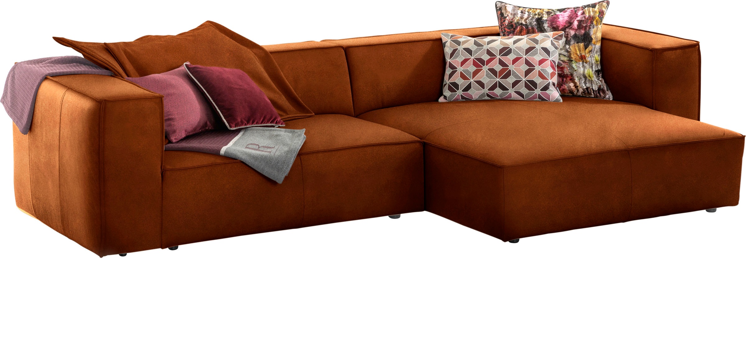 W.SCHILLIG Ecksofa »around-the-block«, (Spar-Set), inklusive Hocker, mit eleganter Biese, mit Federkern