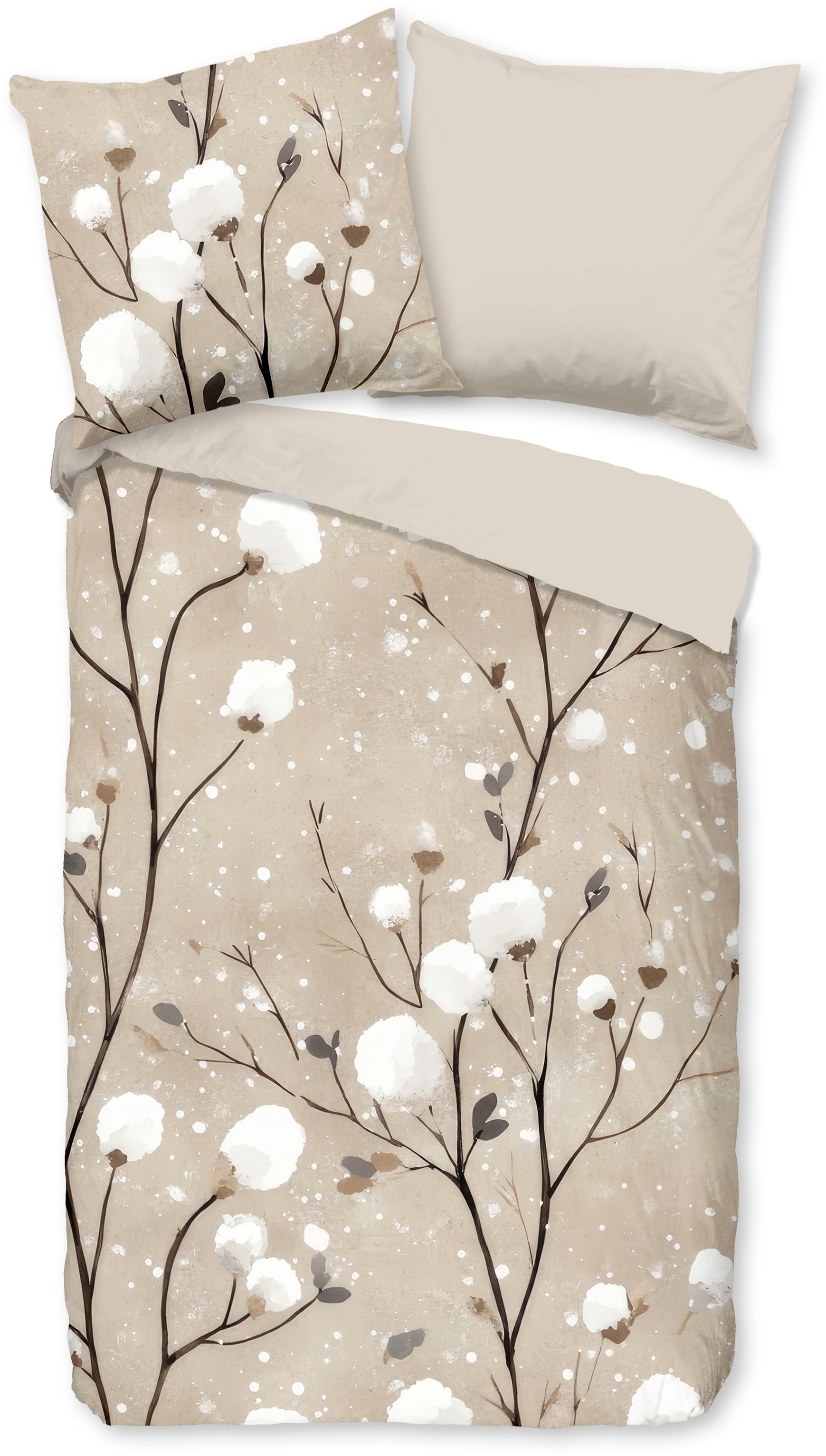 PURE luxury collection Wendebettwäsche »Ralfa« 2 Mikrofaser, Pflegeleicht, Reißverschluss, Wendeoptik, Blumen, Sand