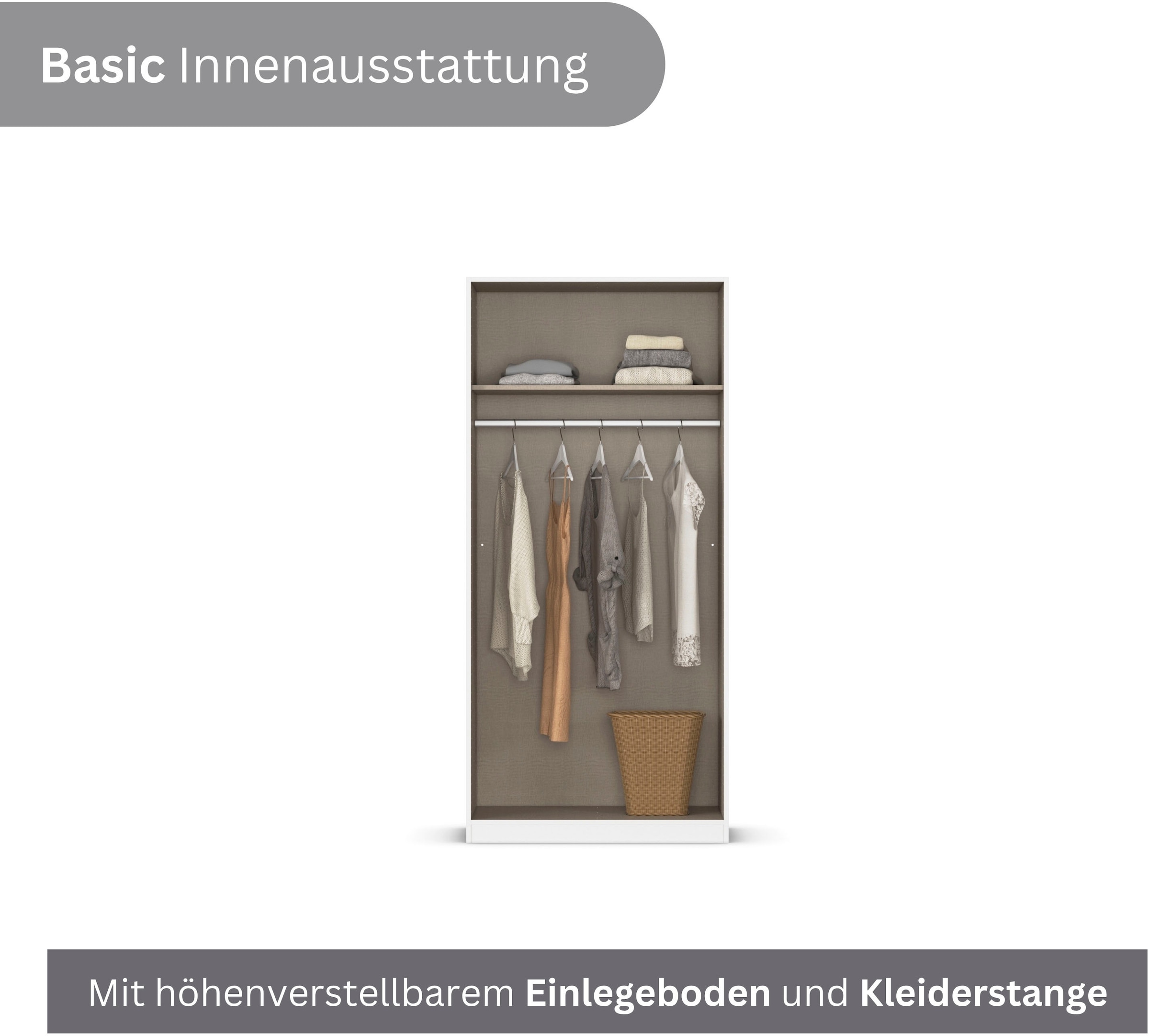 rauch Drehtürenschrank »Kleiderschrank Schrank Garderobe Wäscheschrank COSTA Breite 91 cm« in 3 Ausstattungen BASIC/CLASSIC/PREMIUM,  mit griffloser Front und Push-to-Open Funktion MADE IN GERMANY