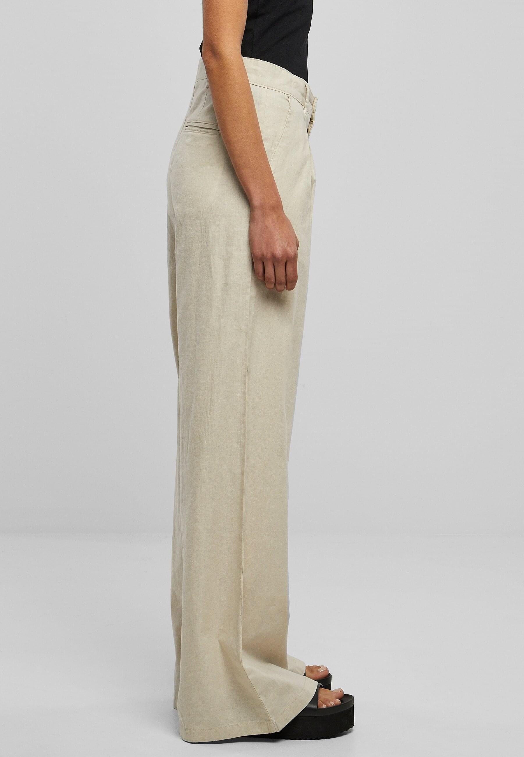 URBAN CLASSICS Stoffhose »Urban Classics Damen Ladies High Linen Mixed Wide Leg Pants«, (1 tlg.)