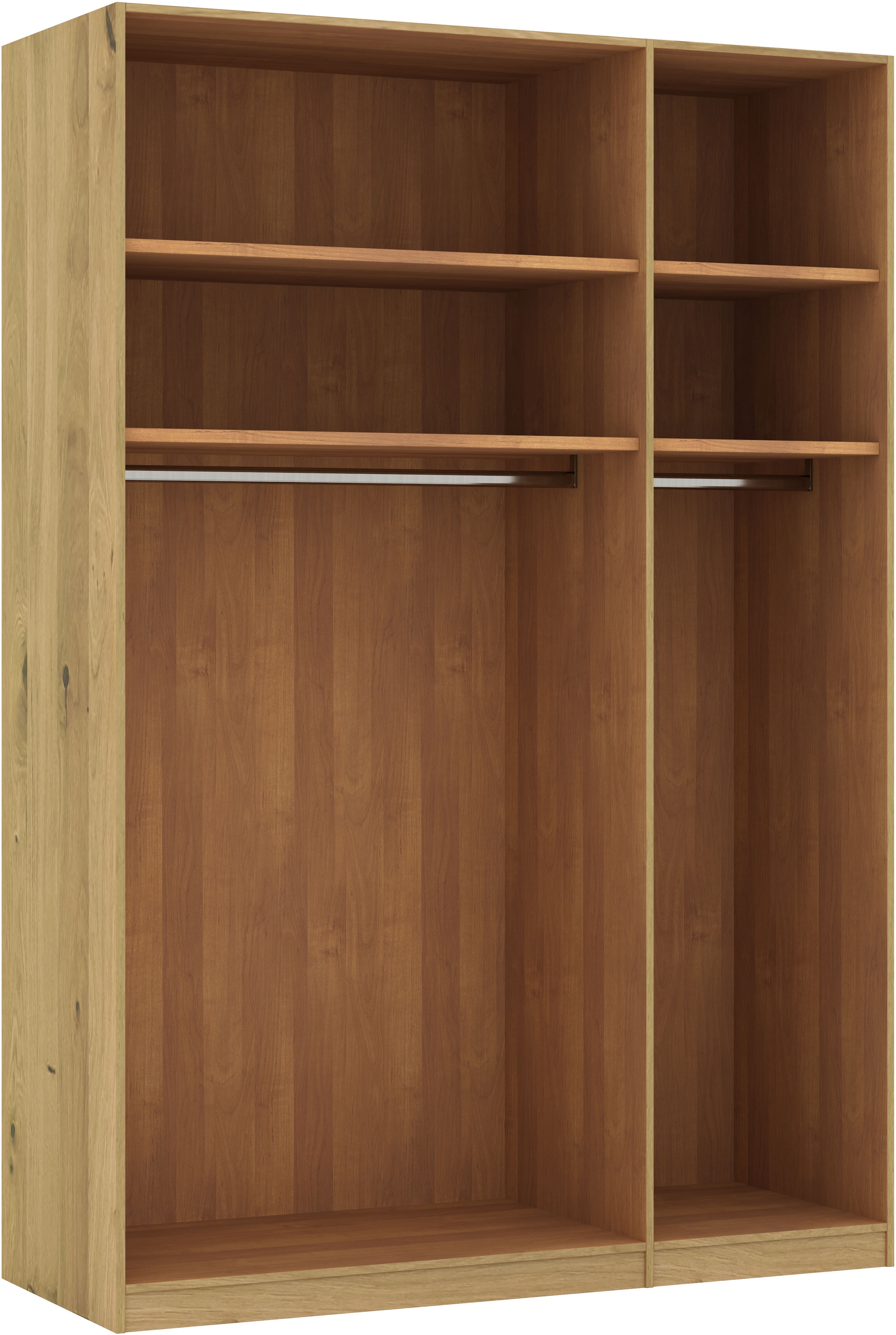 Musterring Drehtürenschrank »Savona, Kleiderschrank, Schrank, Garderobe, teilmassiv Eiche«, (mit Türdämpfern, in 5 Breiten & 2 Höhen, extra Böden, MADE IN GERMANY), Türen in Bianco-Eiche massiv, mit Querriegel, verschiedene Größen