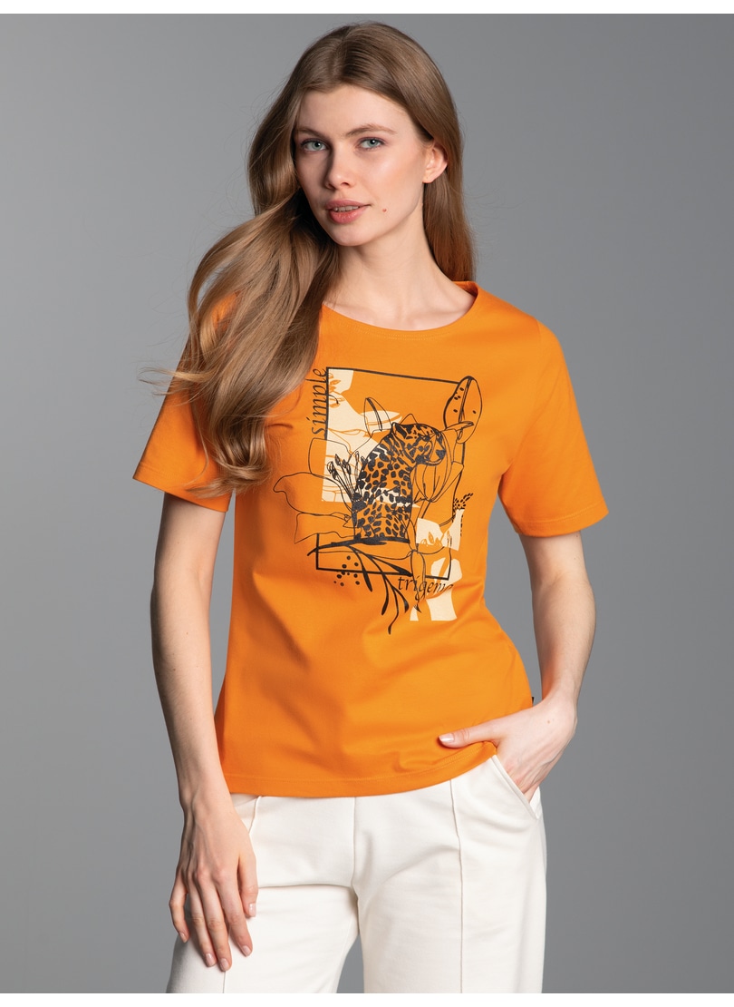 Trigema T-Shirt »TRIGEMA T-Shirt mit floralem Leo-Print« 1 Stk. tlg.