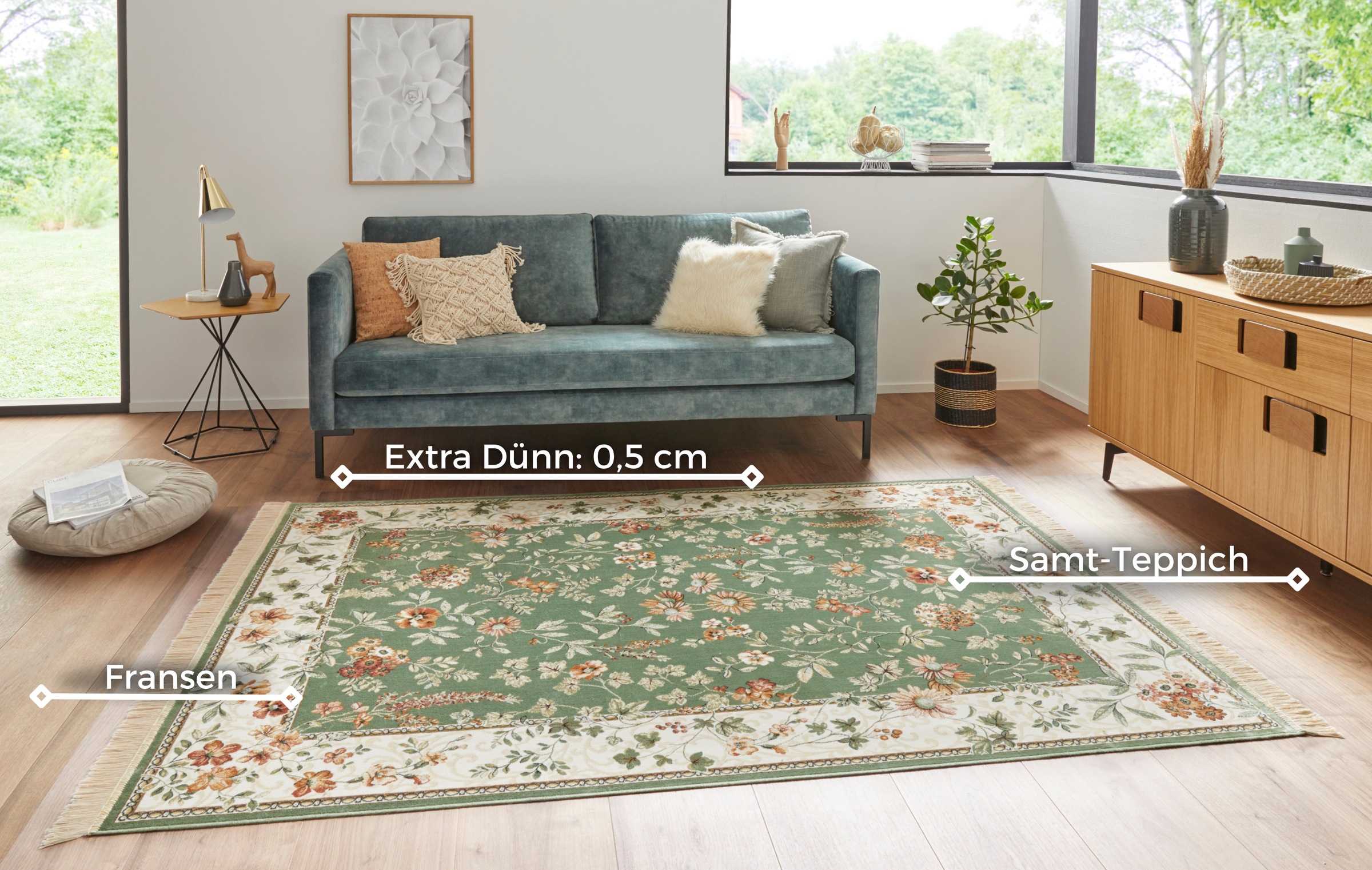 Hanse Home Orient Flowers Rug Green 135x195 2