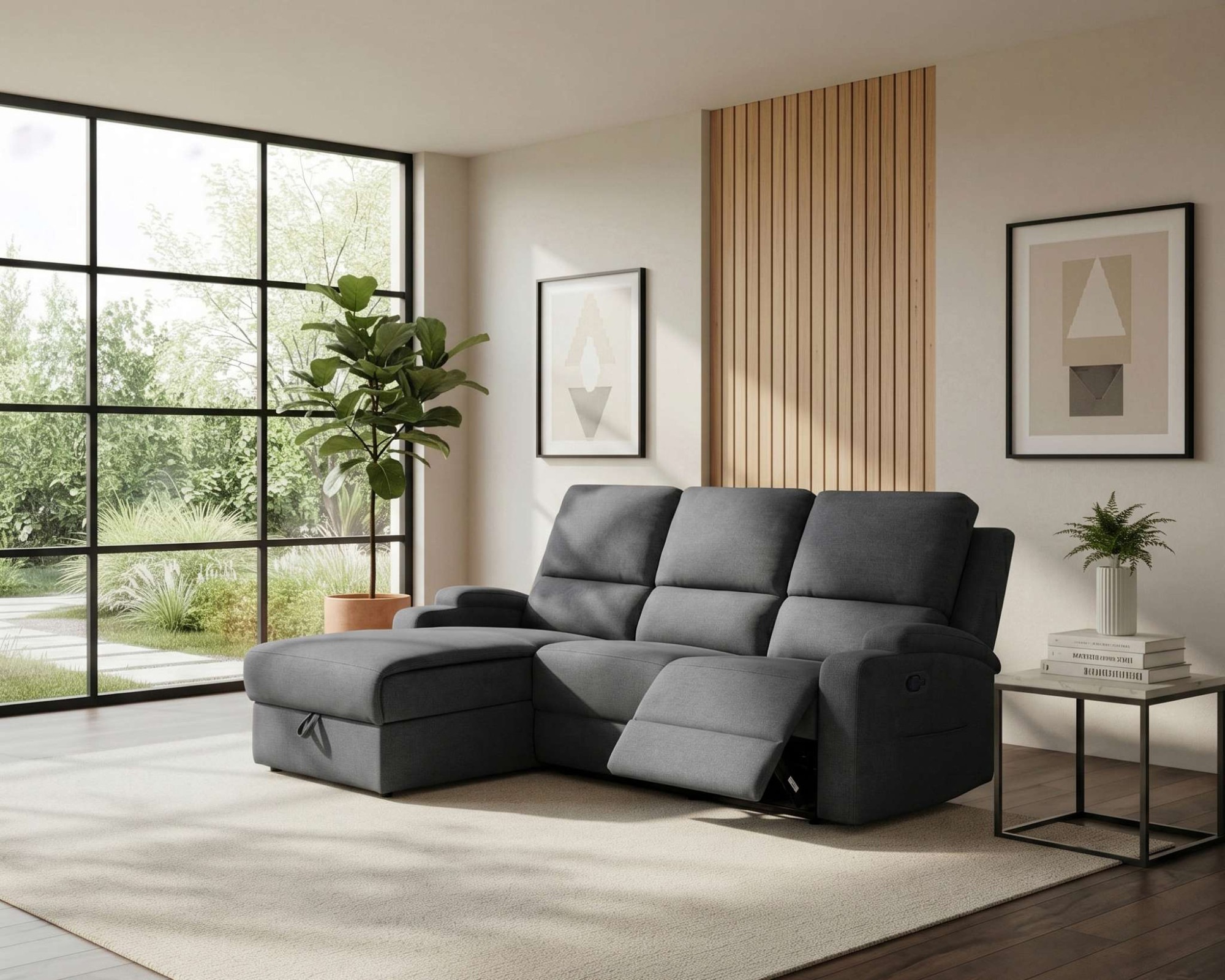 OTTO home Ecksofa »NAPORI Struktur, Multimediasofa, L-Form« man. oder elektr. Relaxfuntion, USB-A bei elektr. Variante, Staukasten